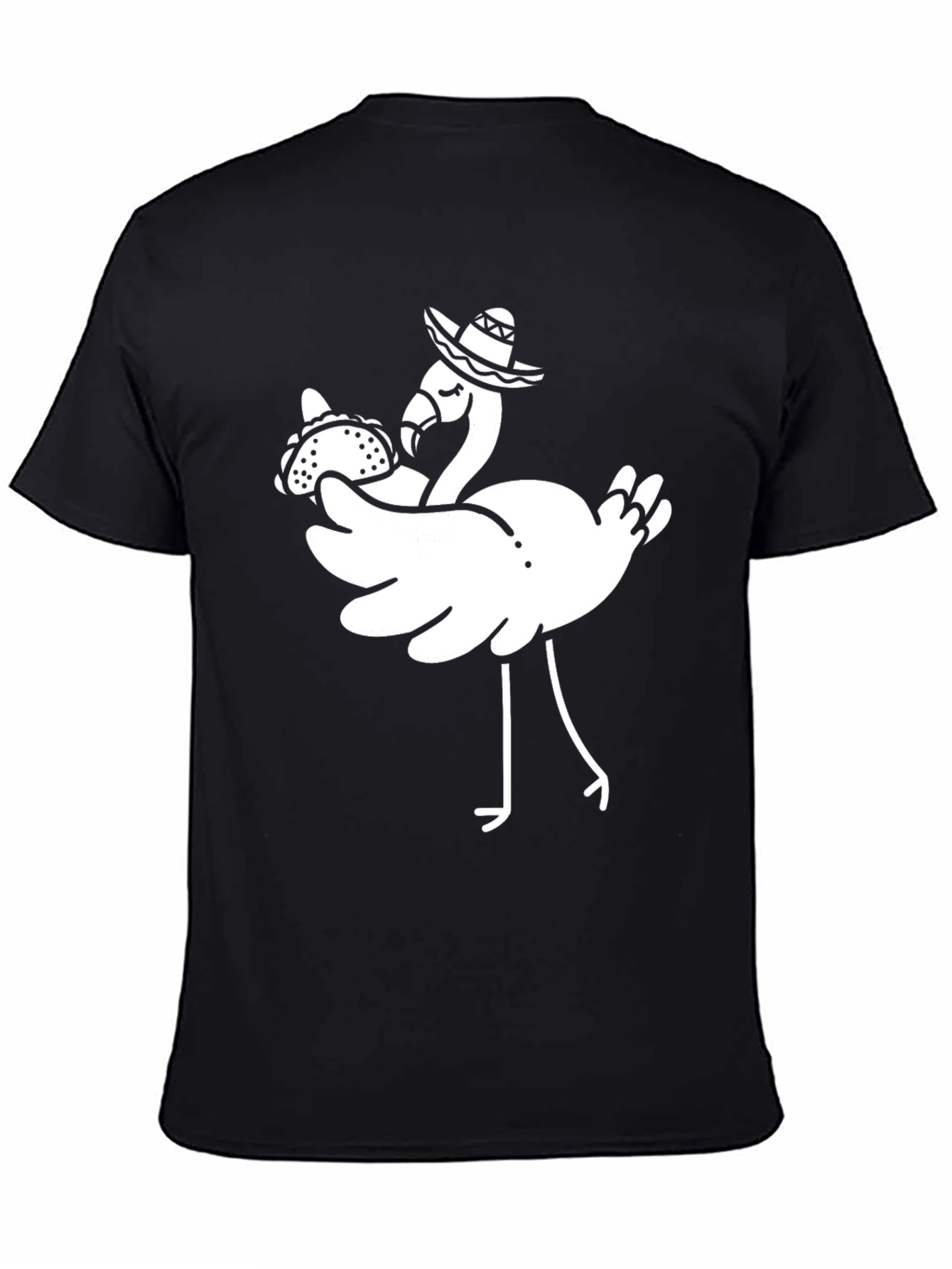 Flamingo Taco Sombrero Graphic Tee - Black