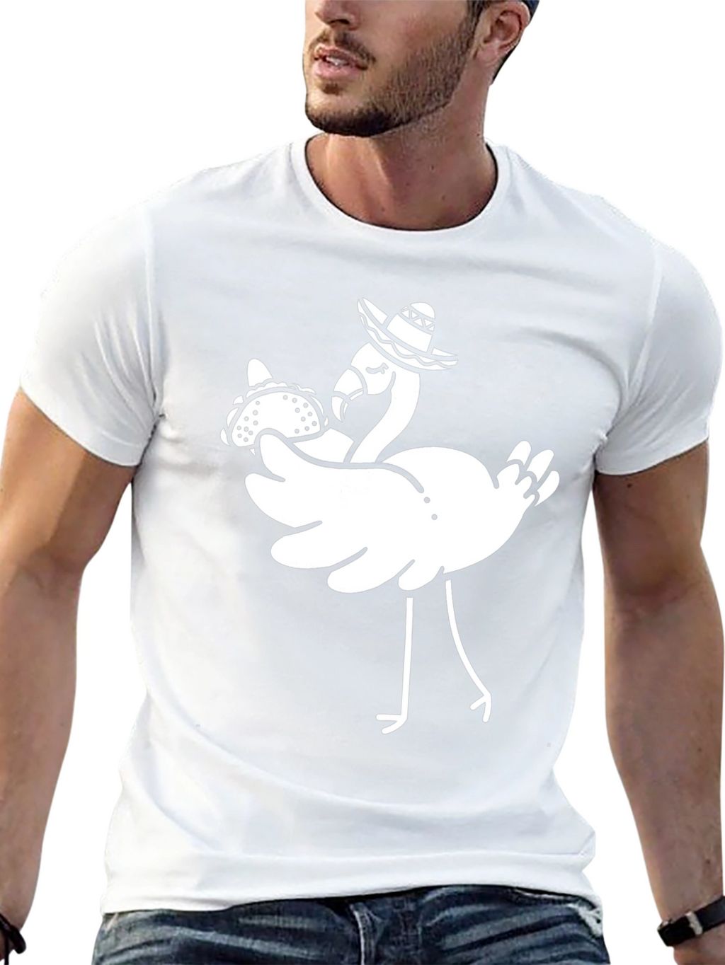 Flamingo Taco Sombrero Graphic Tee - Black
