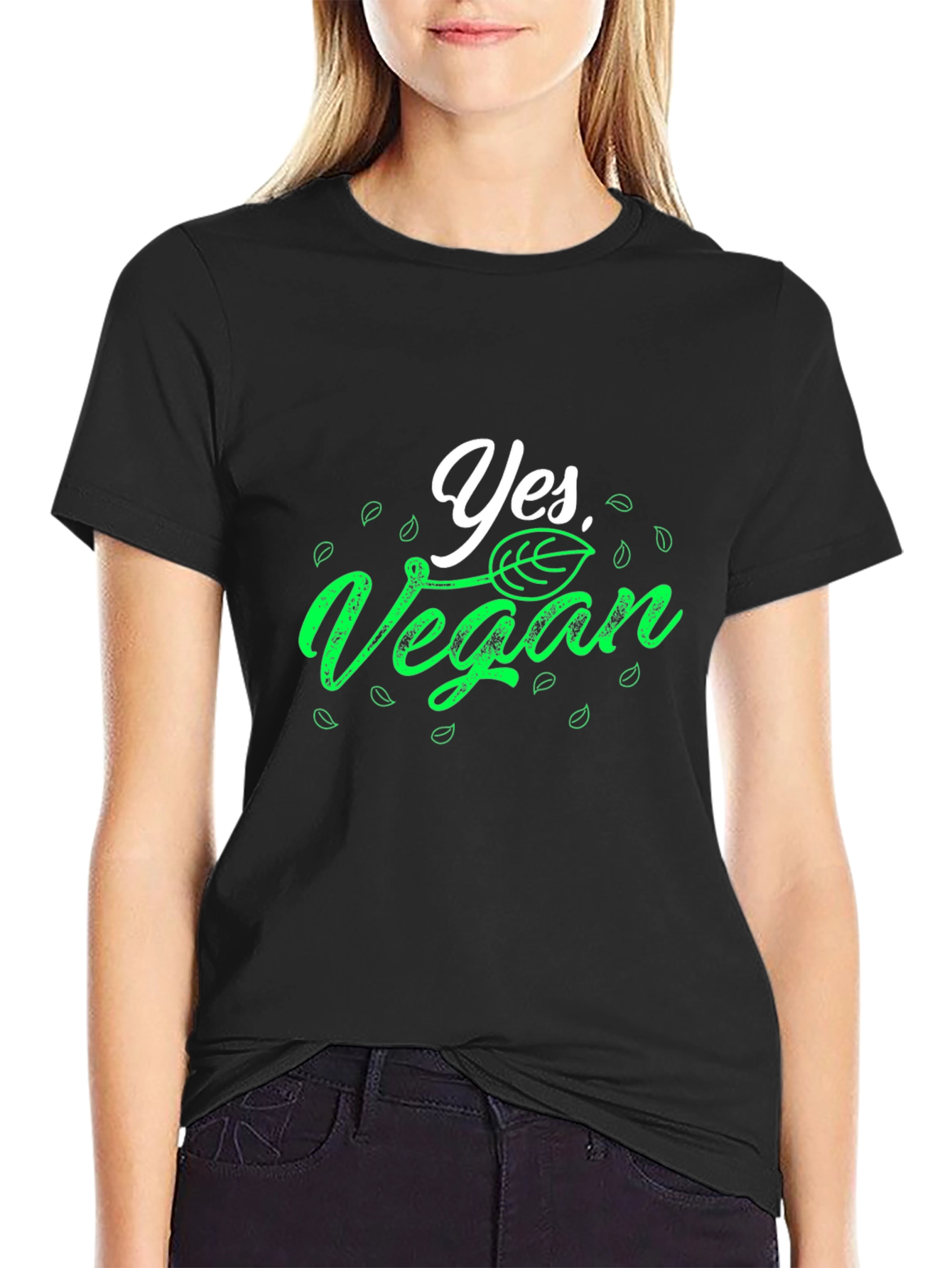 Yes Vegan T-Shirt - Black Cotton Tee