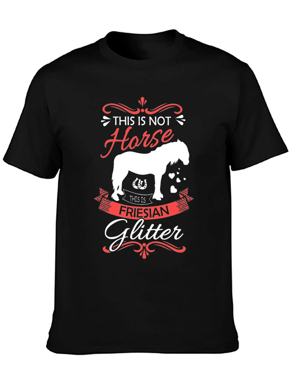 Funny Friesian Glitter Horse Lover T-Shirt