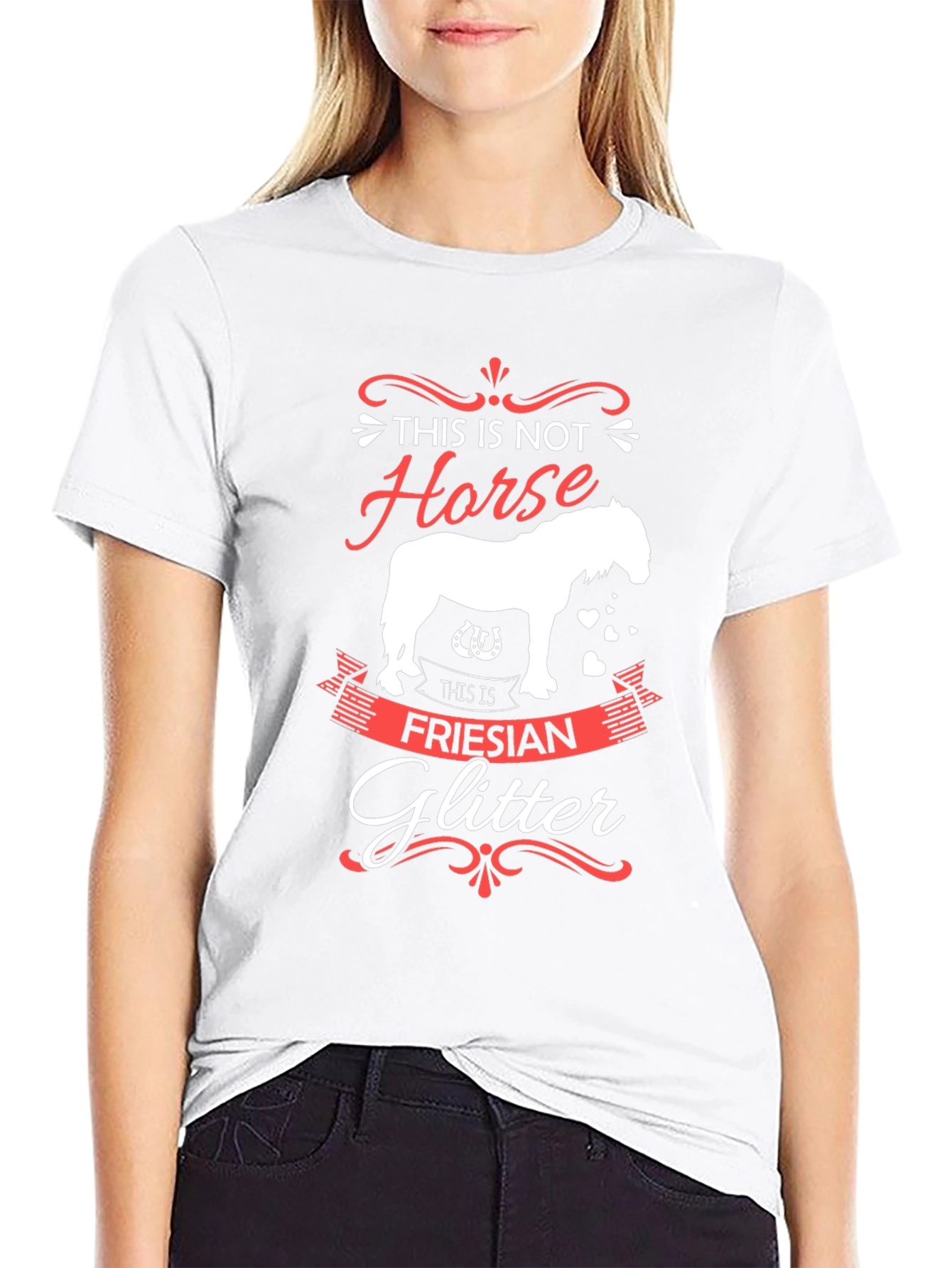 Funny Friesian Glitter Horse Lover T-Shirt