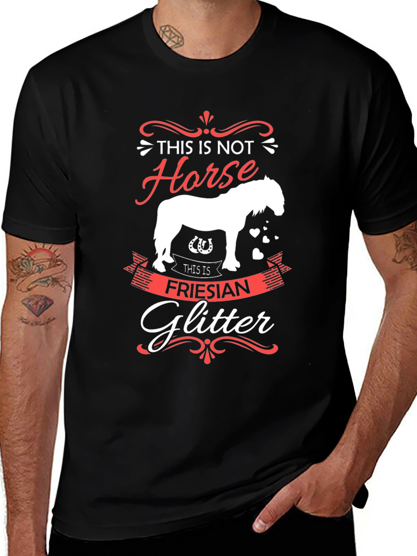 Funny Friesian Glitter Horse Lover T-Shirt