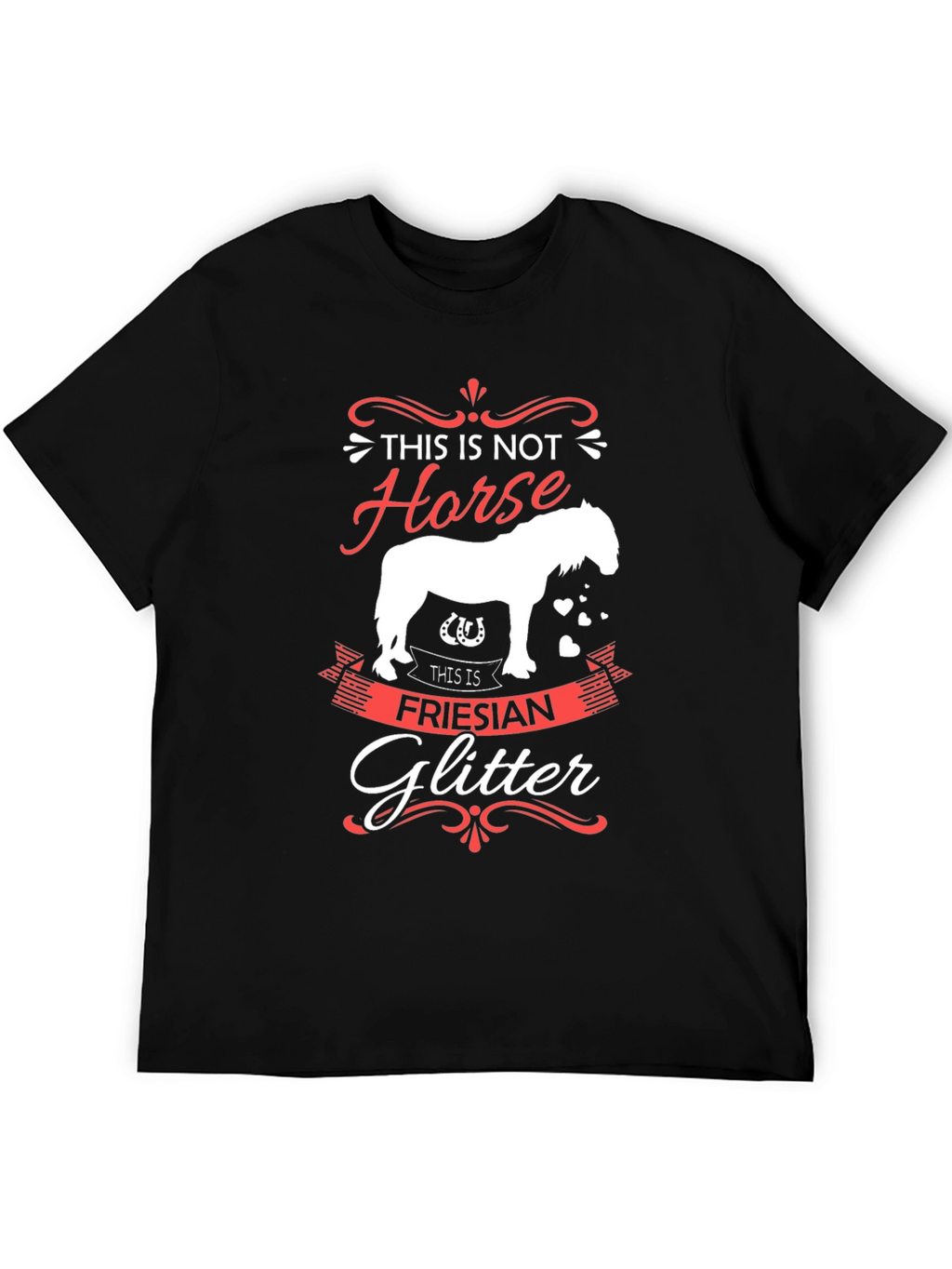 Funny Friesian Glitter Horse Lover T-Shirt
