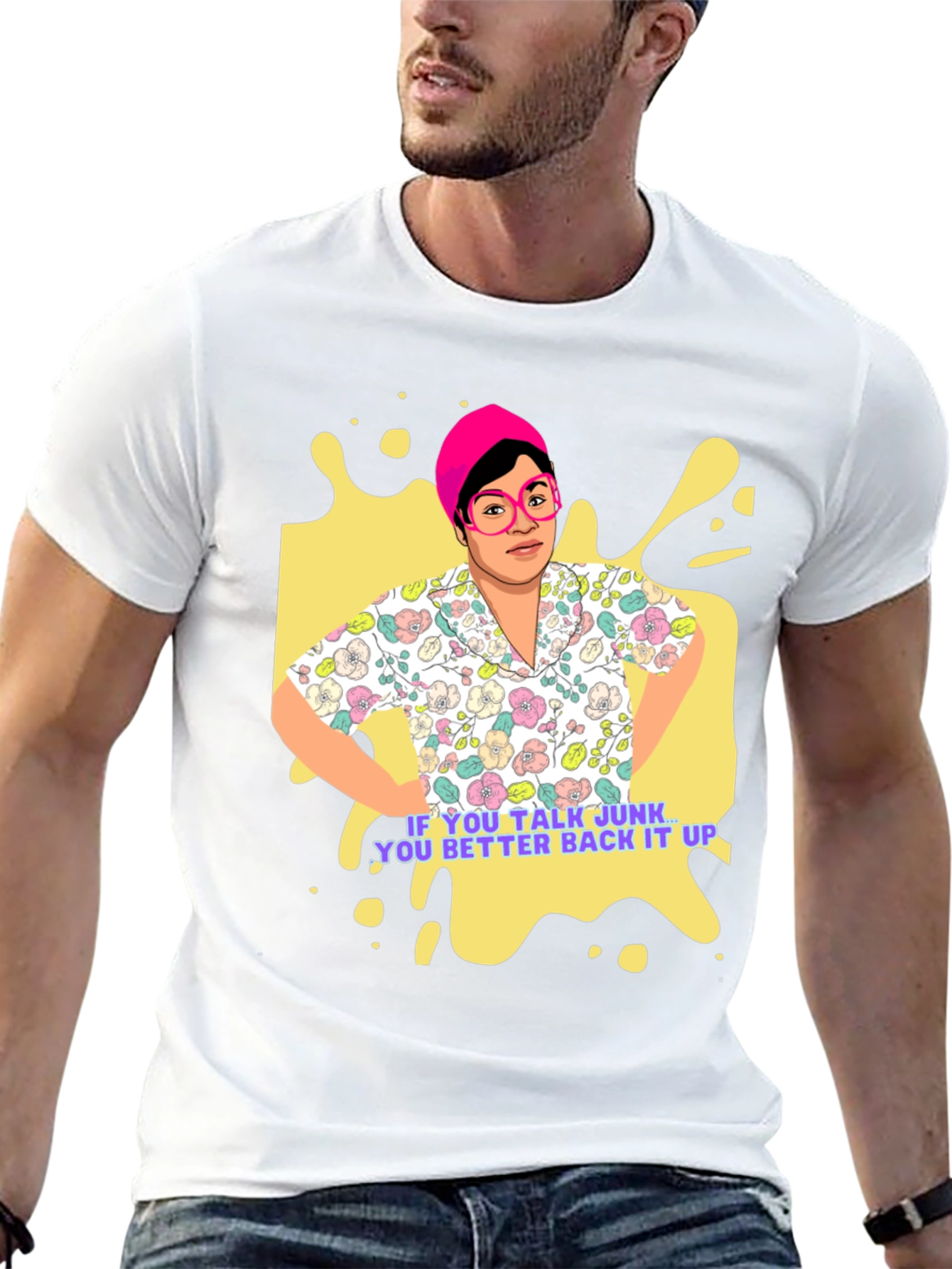 Funky Retro T-Shirt - Talk Junk Back It Up