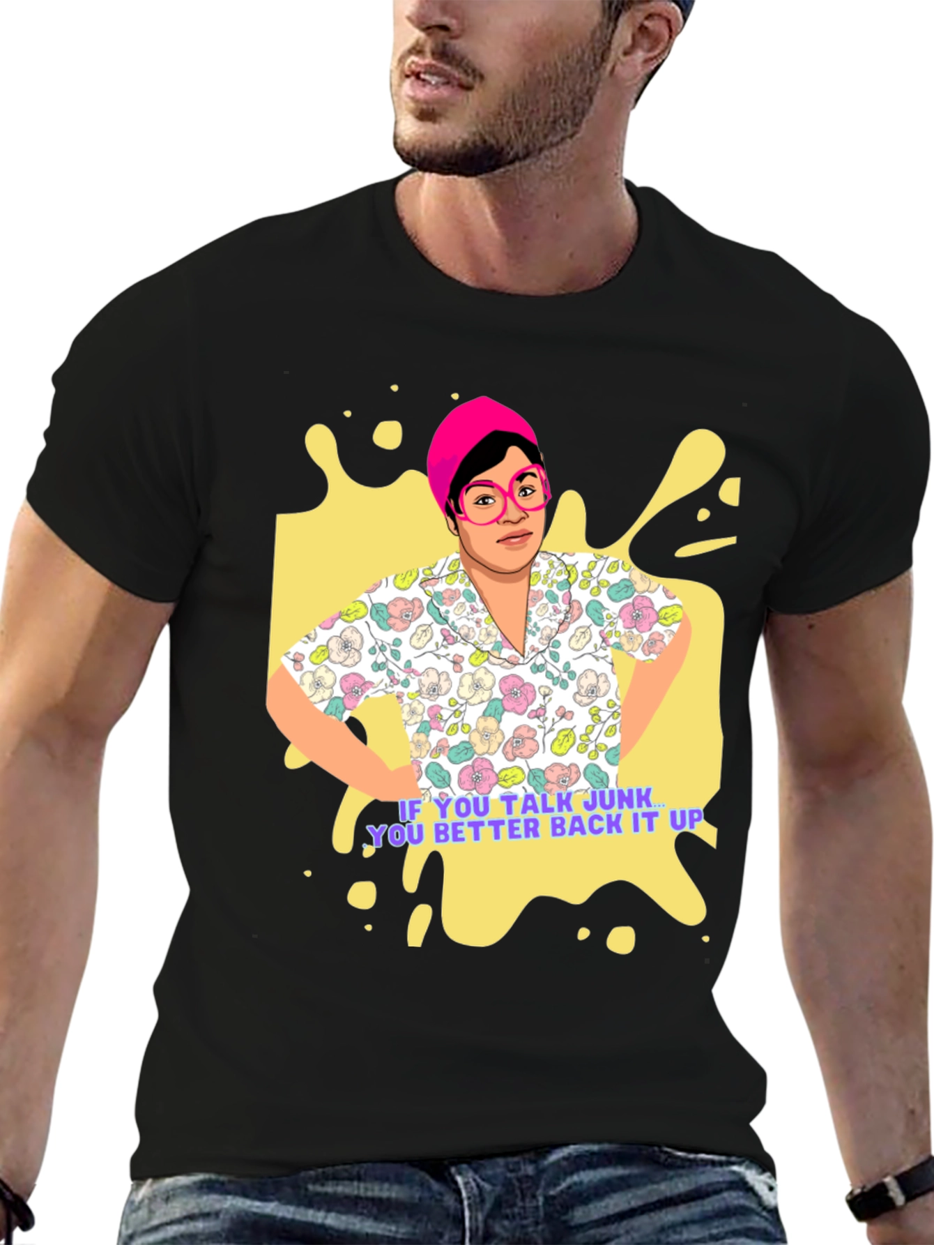 Funky Retro T-Shirt - Talk Junk Back It Up