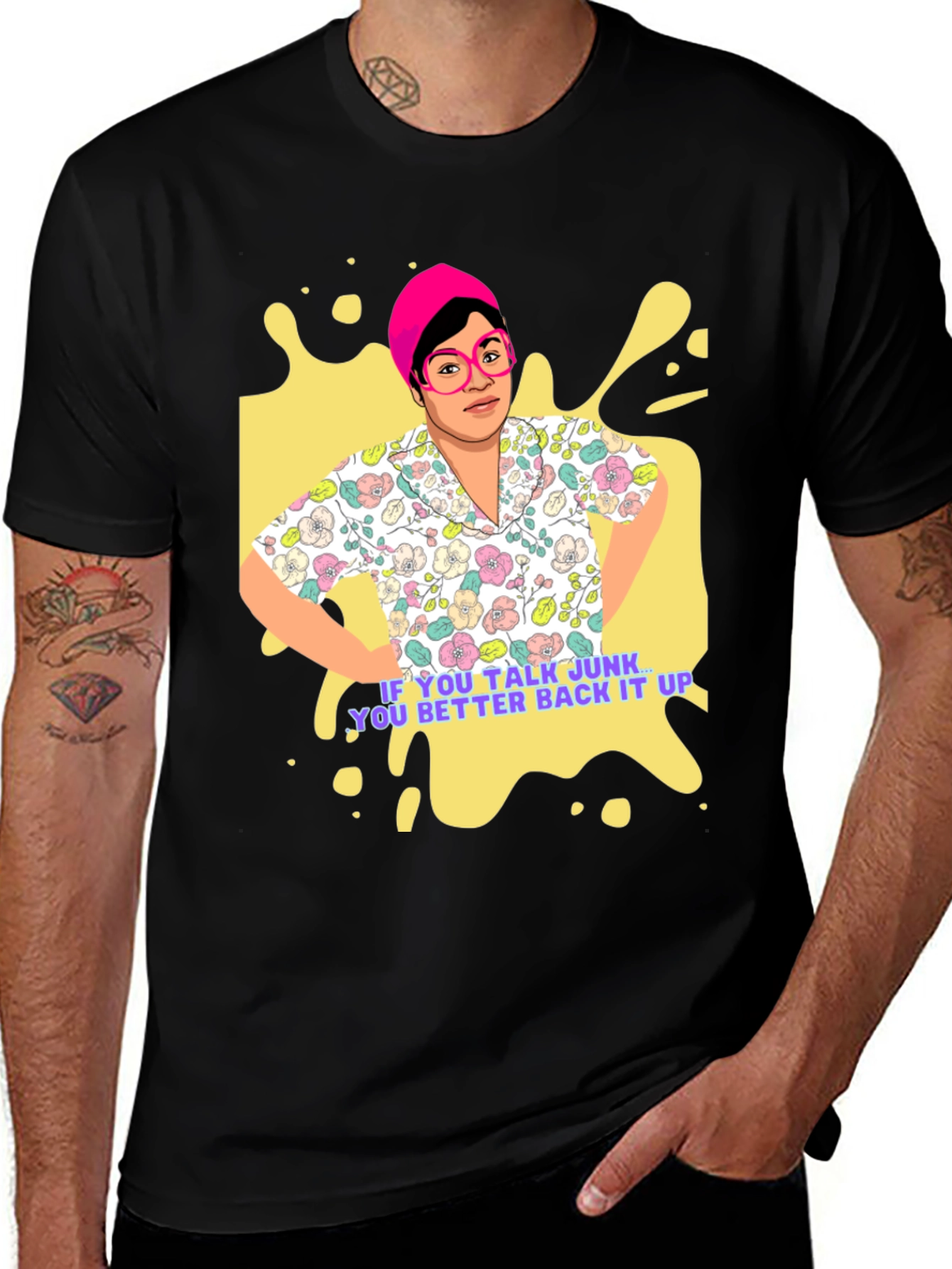 Funky Retro T-Shirt - Talk Junk Back It Up