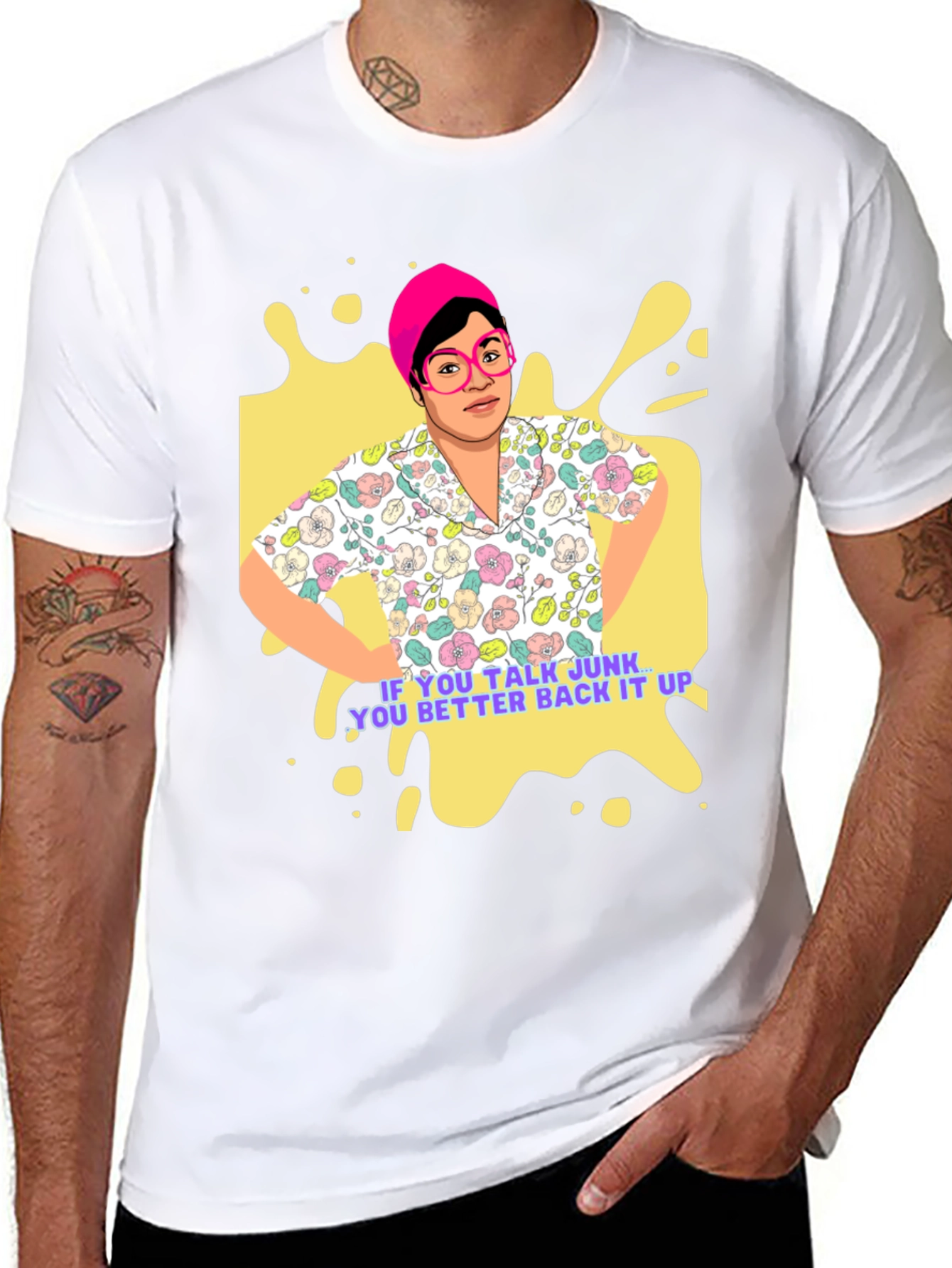 Funky Retro T-Shirt - Talk Junk Back It Up
