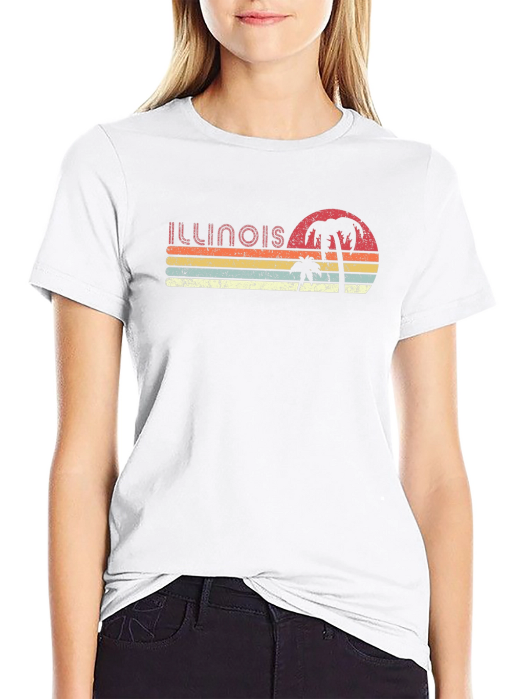 Retro Illinois Palm Sunset T-Shirt
