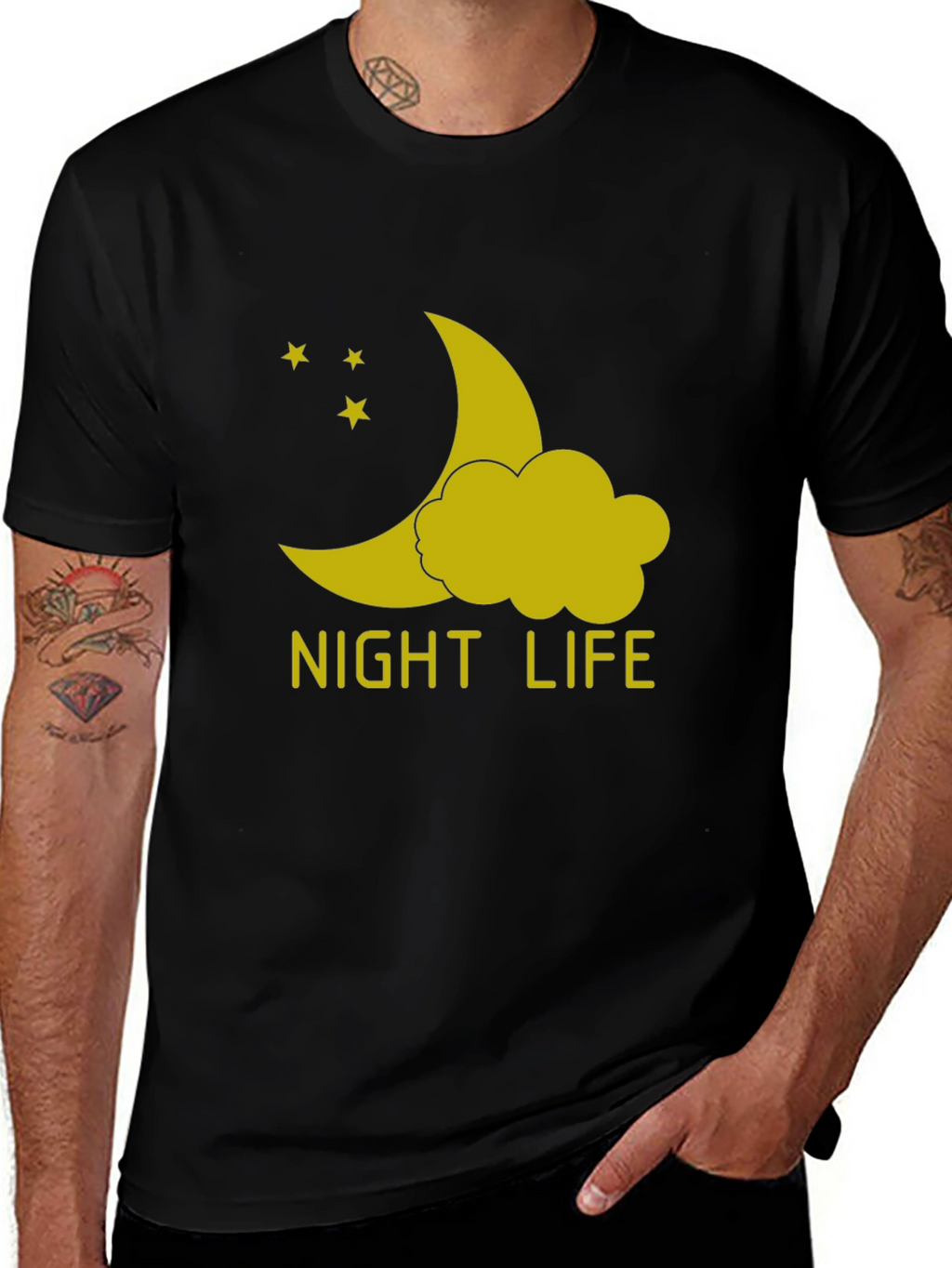 Night Life Graphic T-Shirt - Black