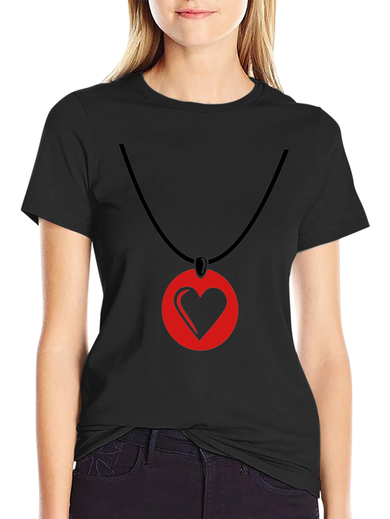 Heart Pendant T-Shirt - Stylish Graphic Tee