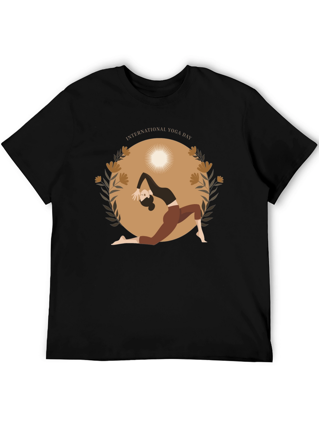 Yoga Day T-Shirt Black Cotton Meditation Tee