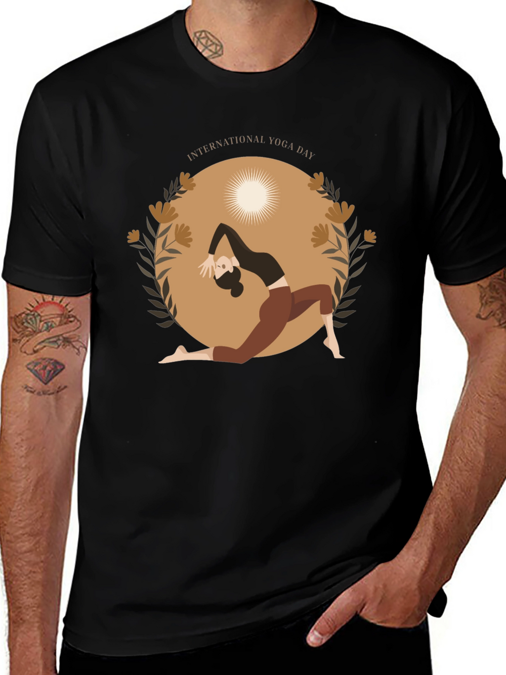 Yoga Day T-Shirt Black Cotton Meditation Tee