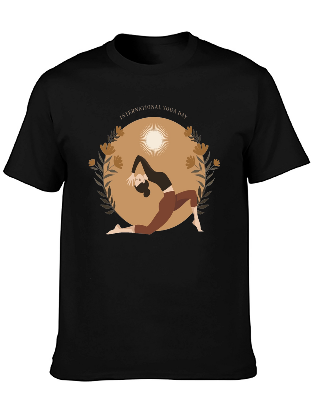 Yoga Day T-Shirt Black Cotton Meditation Tee