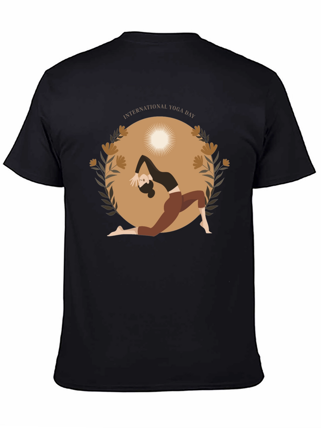 Yoga Day T-Shirt Black Cotton Meditation Tee