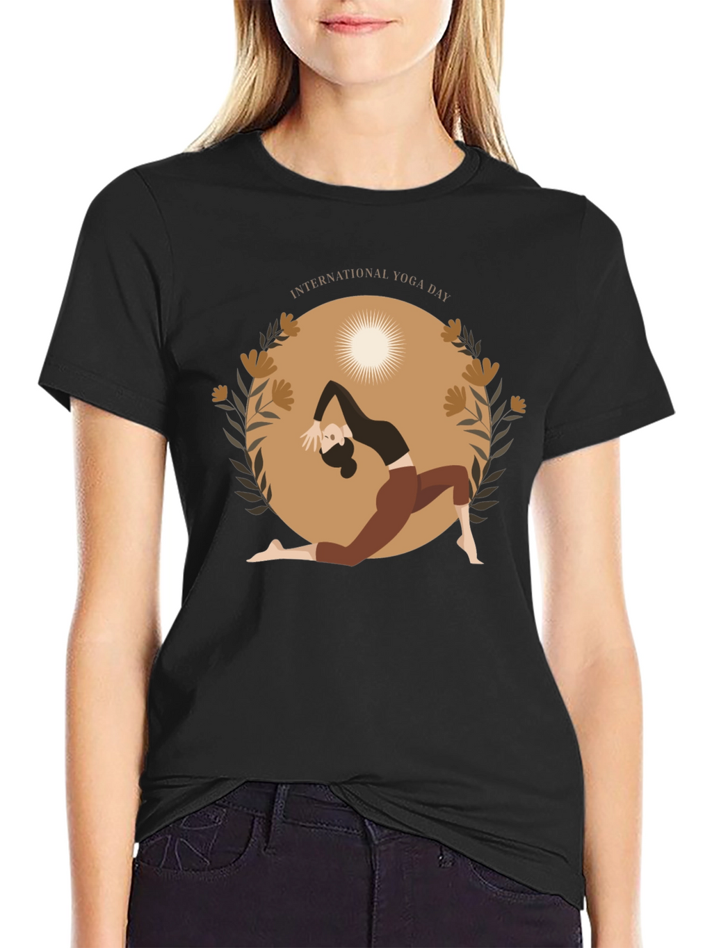Yoga Day T-Shirt Black Cotton Meditation Tee