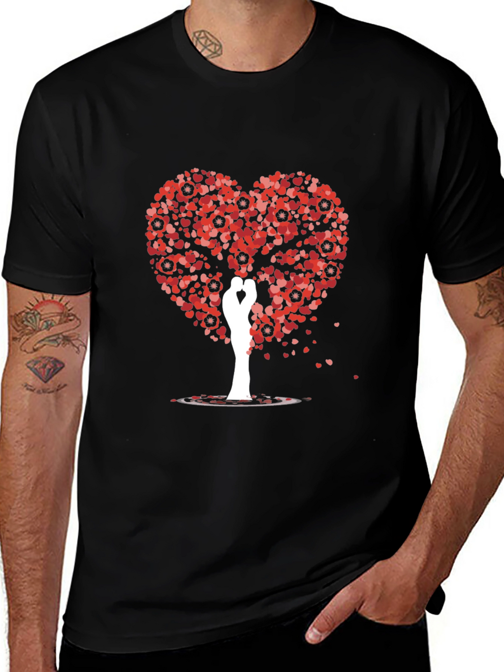Heart Tree Lovers T-Shirt - Romantic Graphic Tee