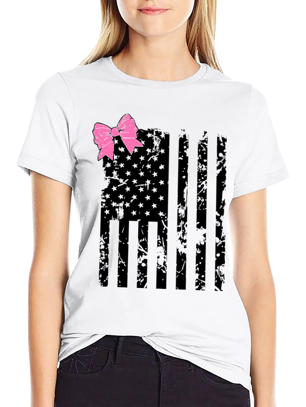 American Flag Breast Cancer Awareness T-Shirt