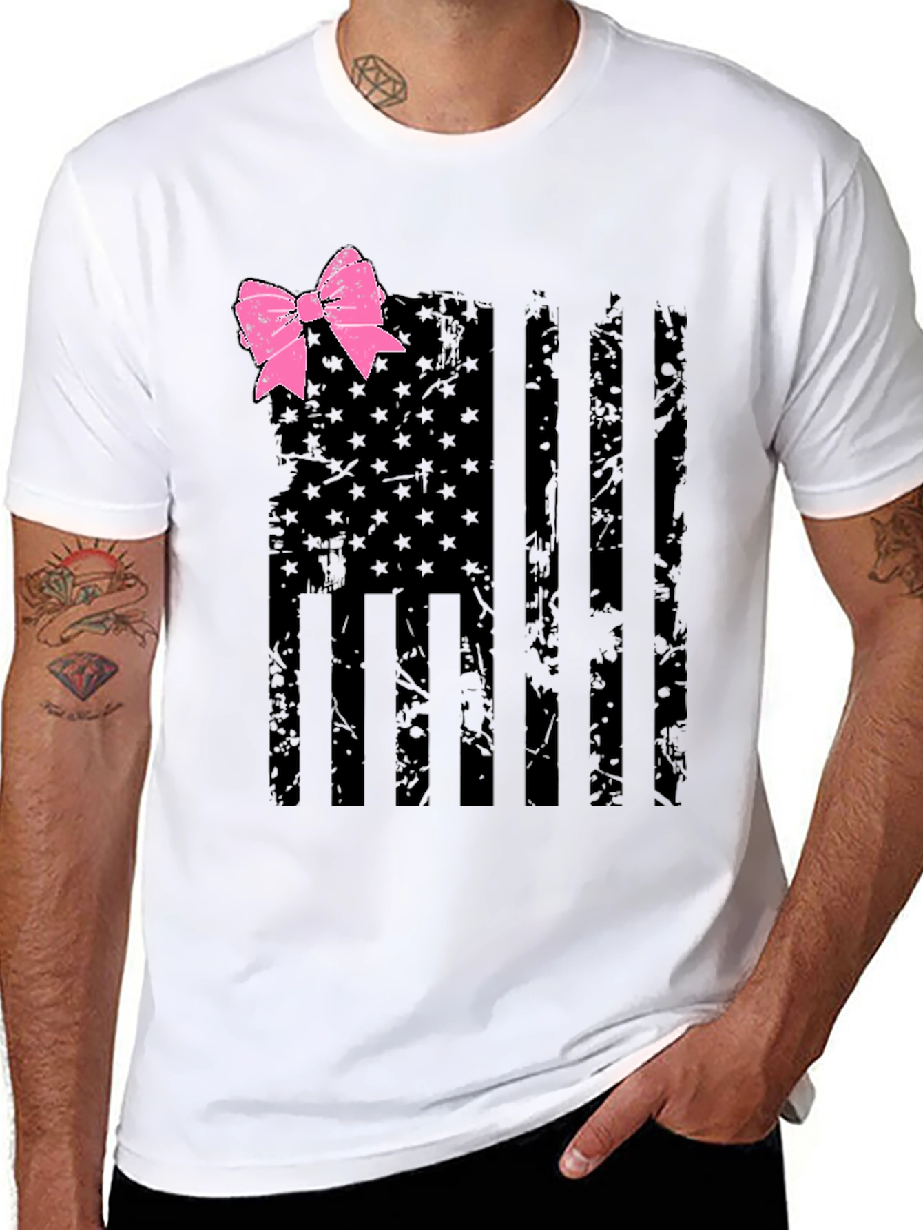 American Flag Breast Cancer Awareness T-Shirt