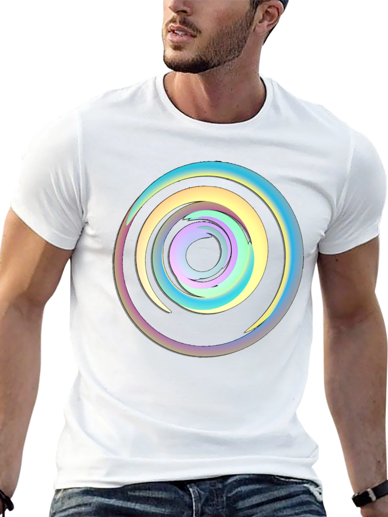 Psychedelic Swirl Graphic Tee - Black Cotton Comfort