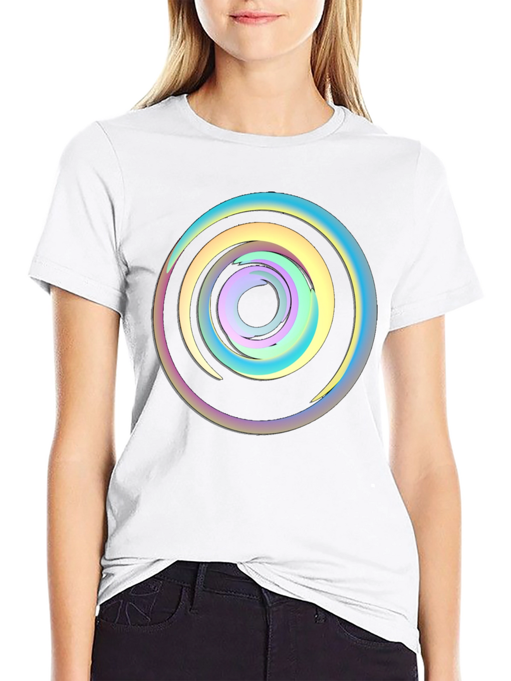 Psychedelic Swirl Graphic Tee - Black Cotton Comfort
