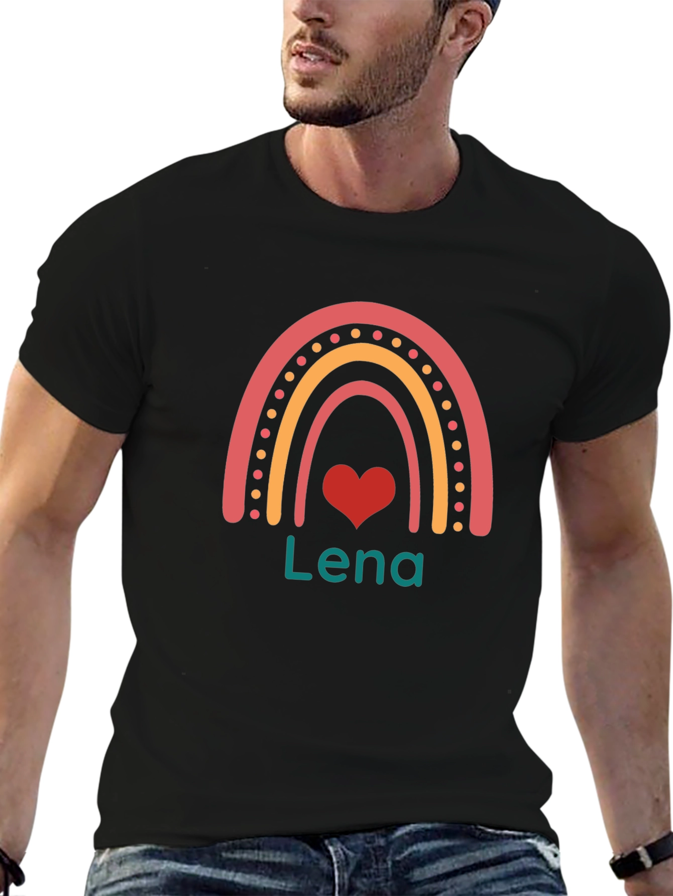 Lena Rainbow Heart Personalized T-Shirt