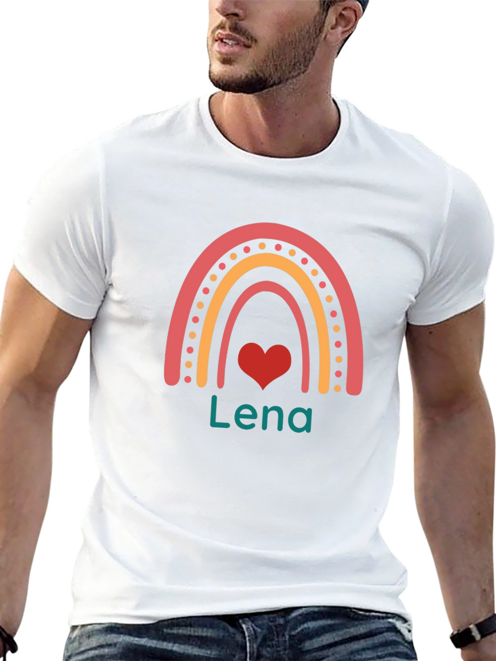 Lena Rainbow Heart Personalized T-Shirt