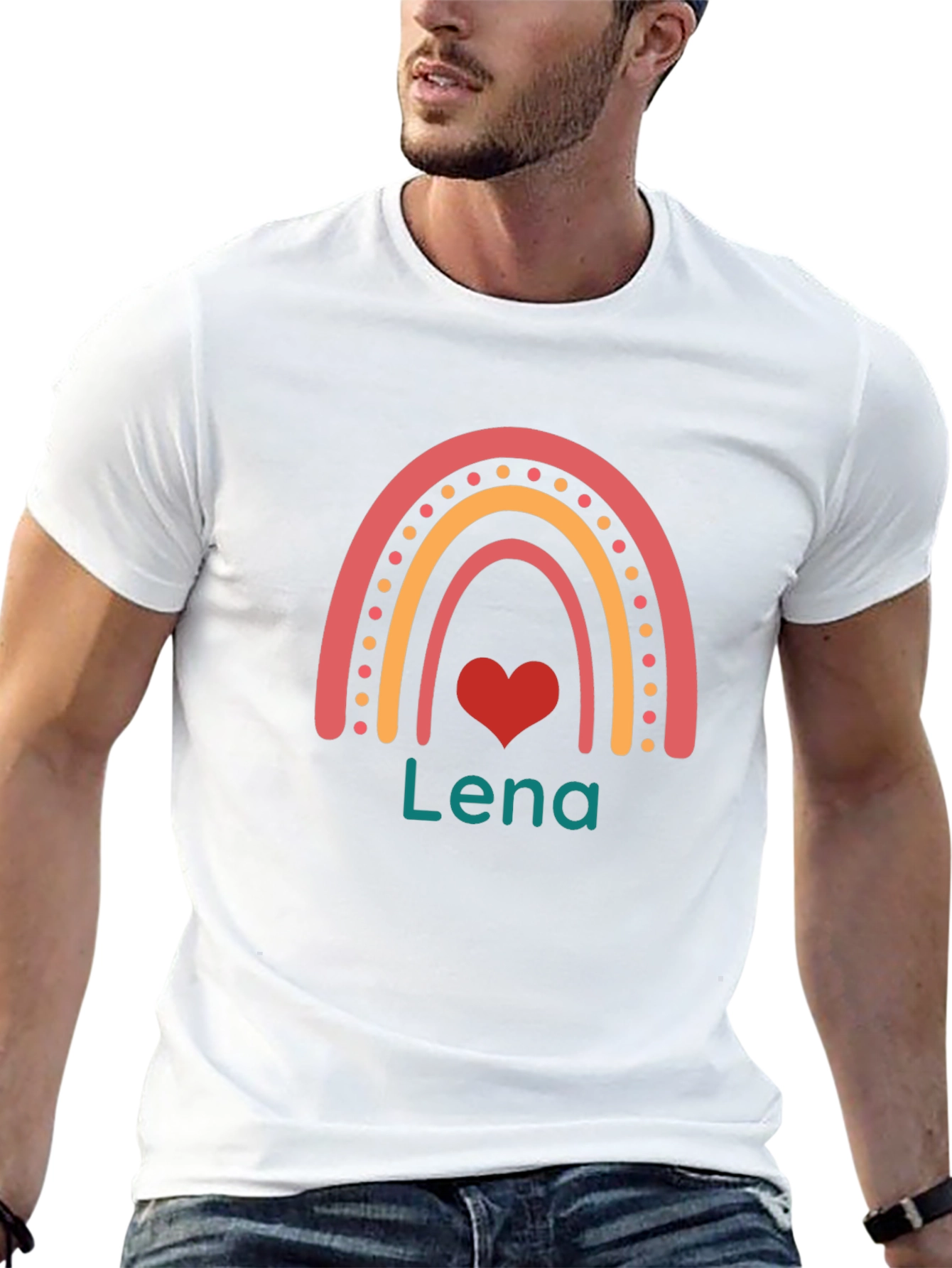Lena Rainbow Heart Personalized T-Shirt