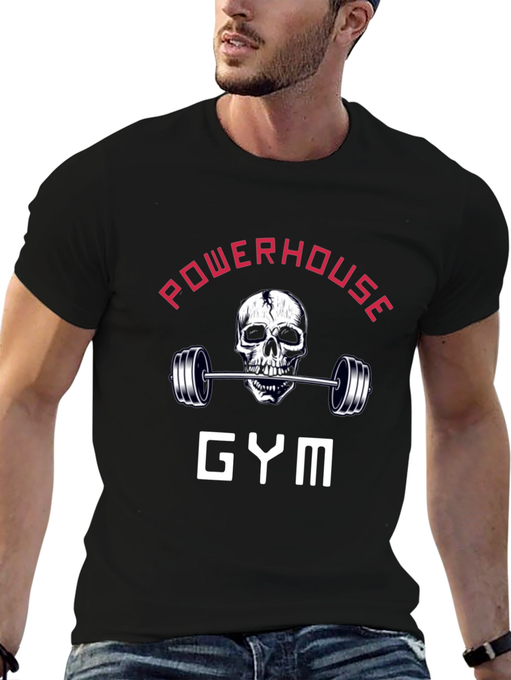 Powerhouse Gym Skull Barbell Graphic Tee