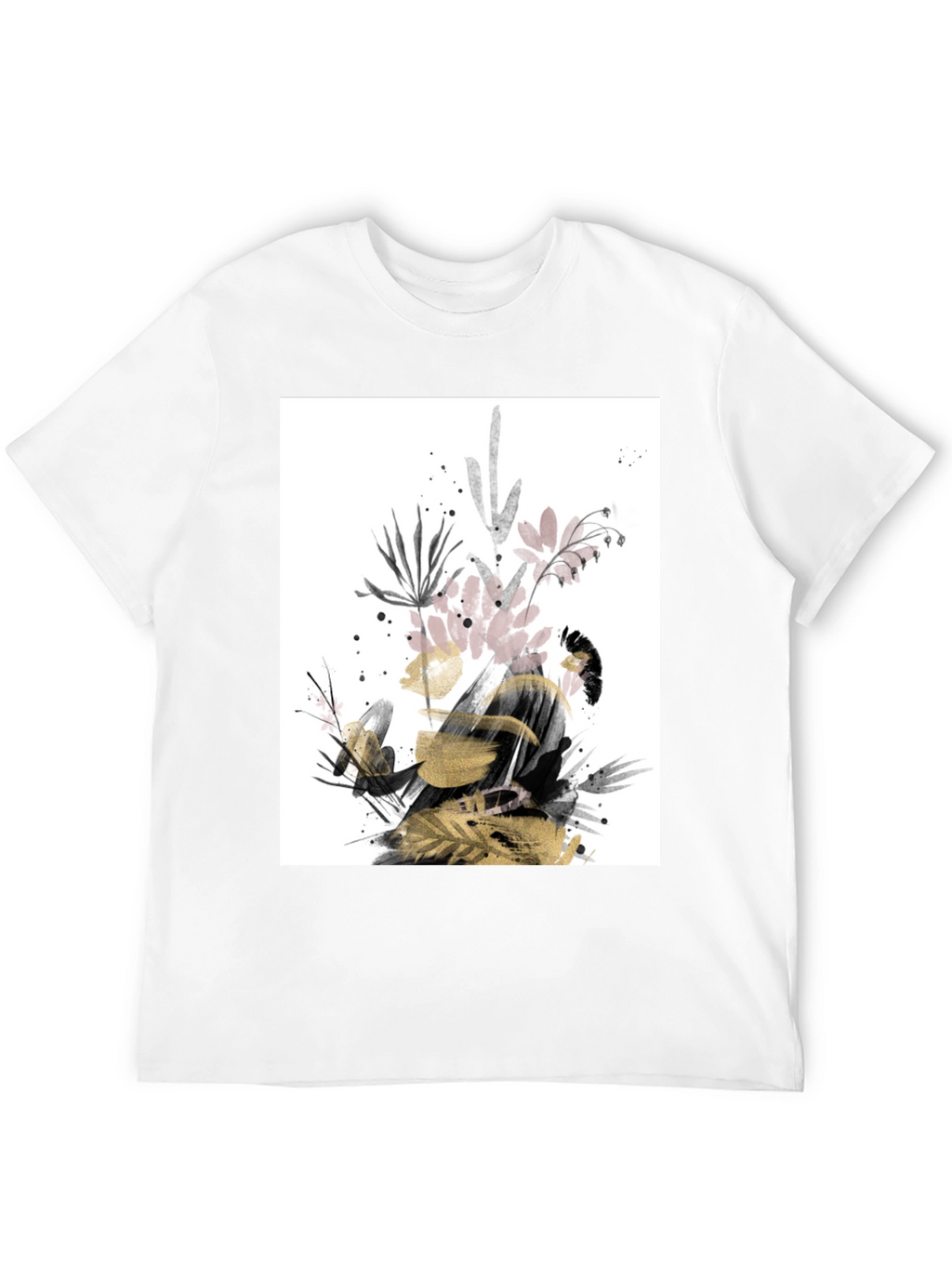 Abstract Floral Print Black T-Shirt