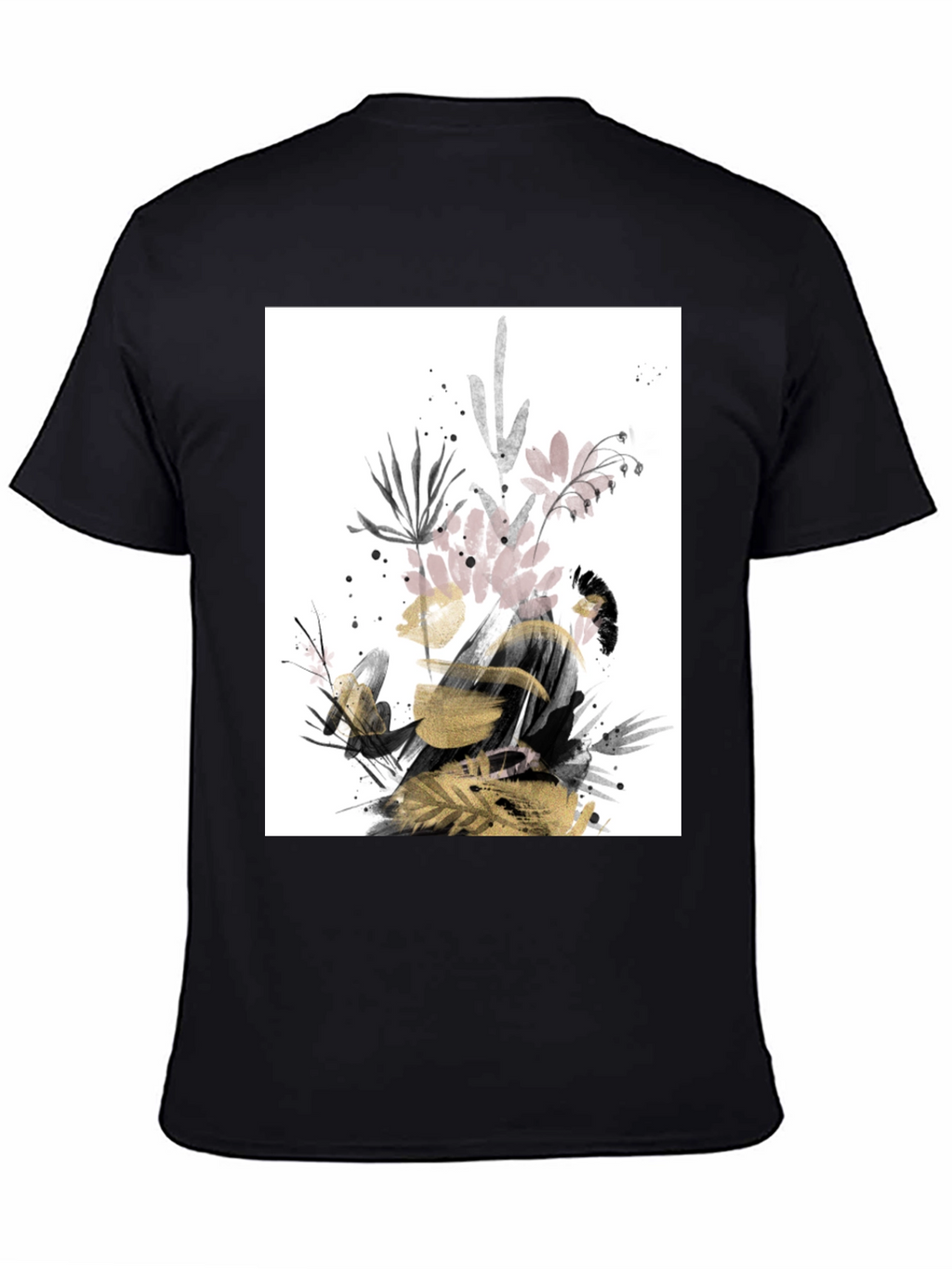 Abstract Floral Print Black T-Shirt