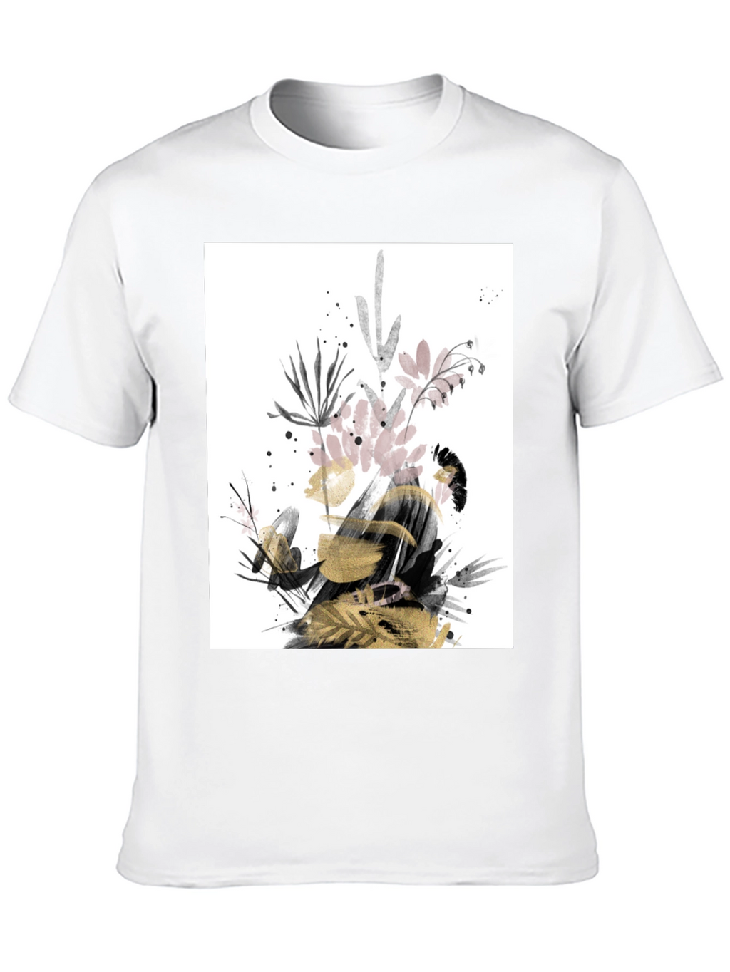 Abstract Floral Print Black T-Shirt