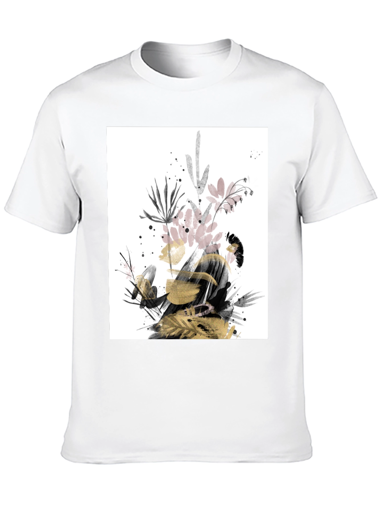 Abstract Floral Print Black T-Shirt