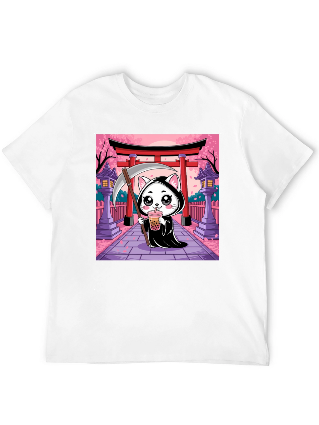 Kawaii Grim Reaper Cat T-Shirt