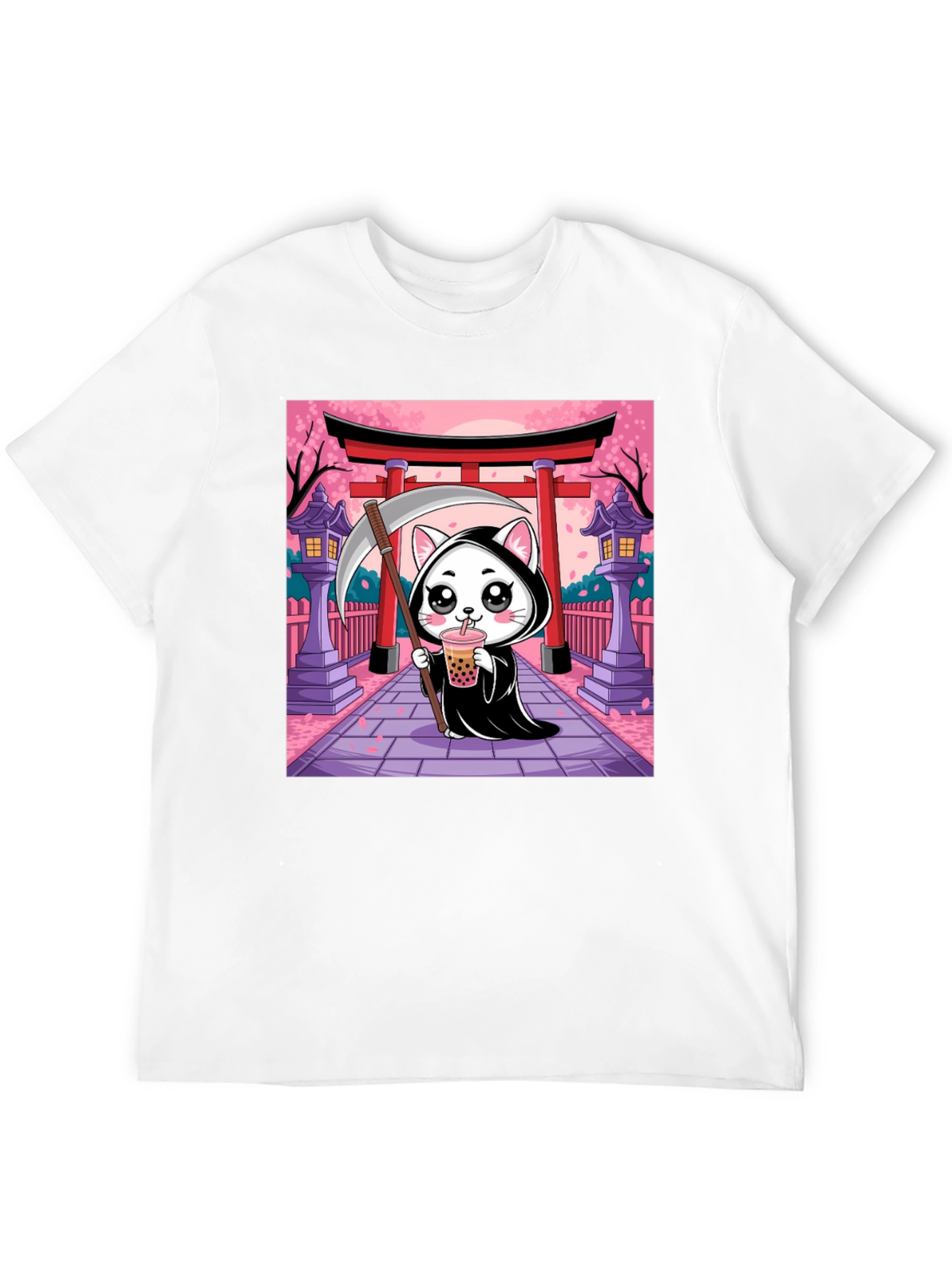 Kawaii Grim Reaper Cat T-Shirt