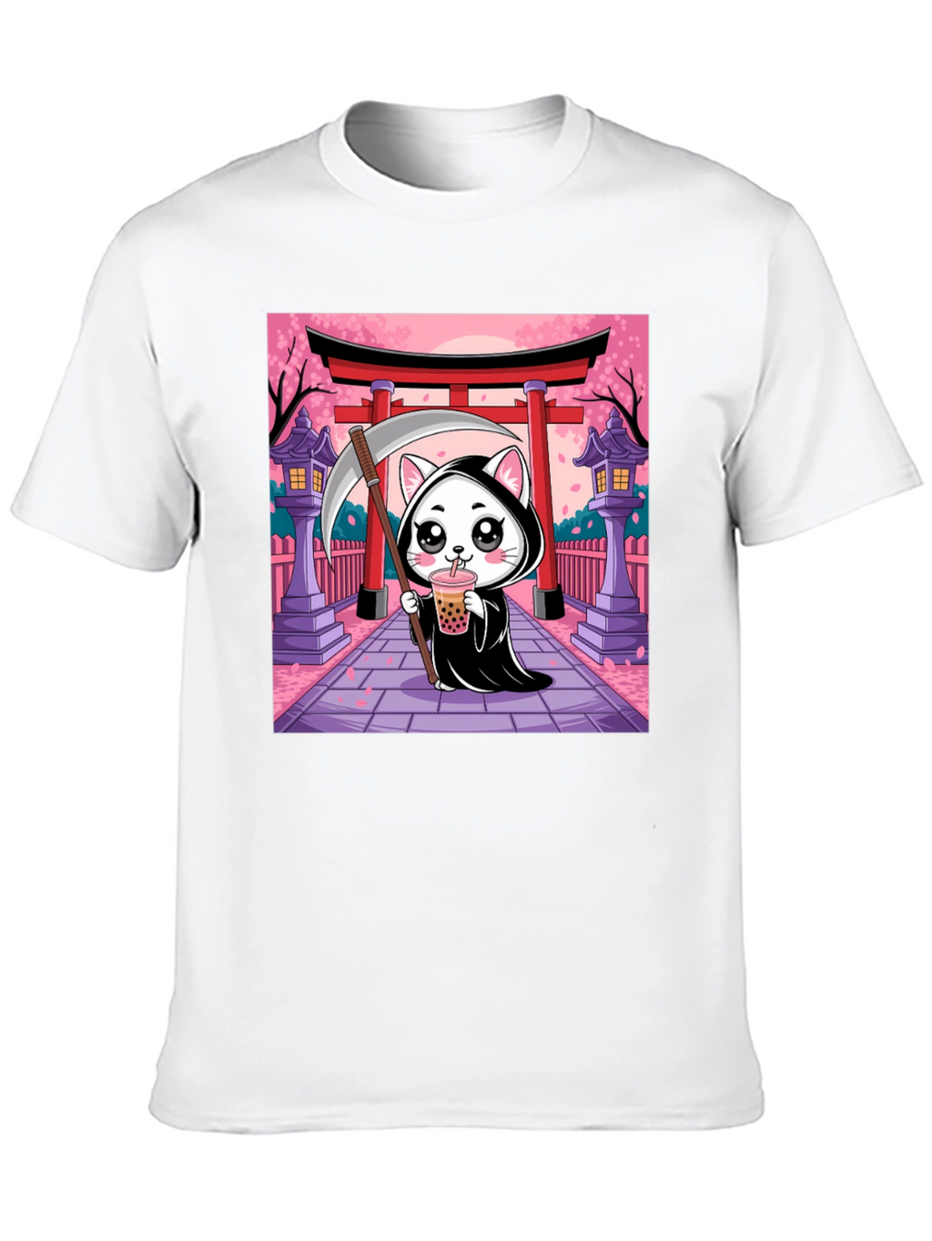Kawaii Grim Reaper Cat T-Shirt
