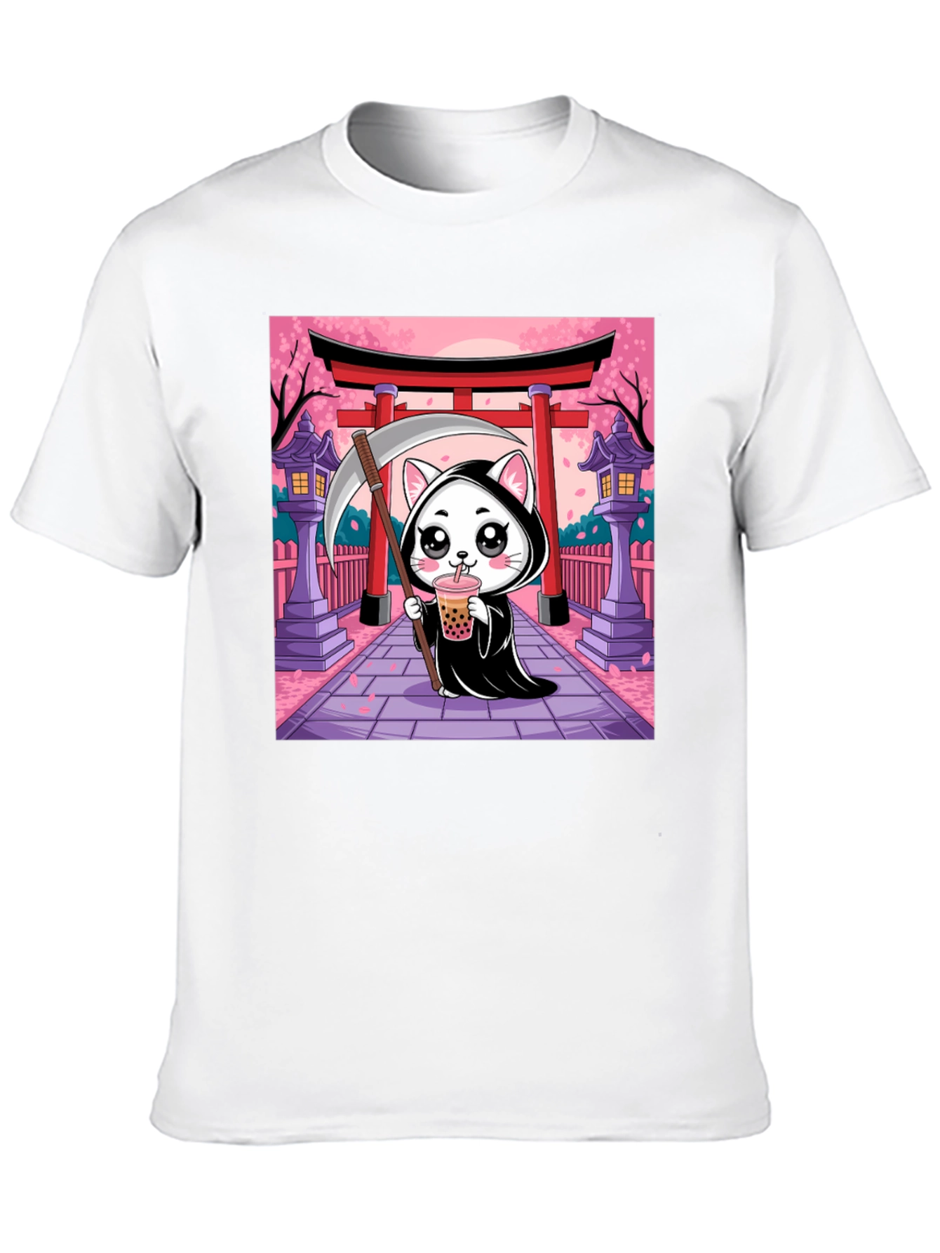 Kawaii Grim Reaper Cat T-Shirt