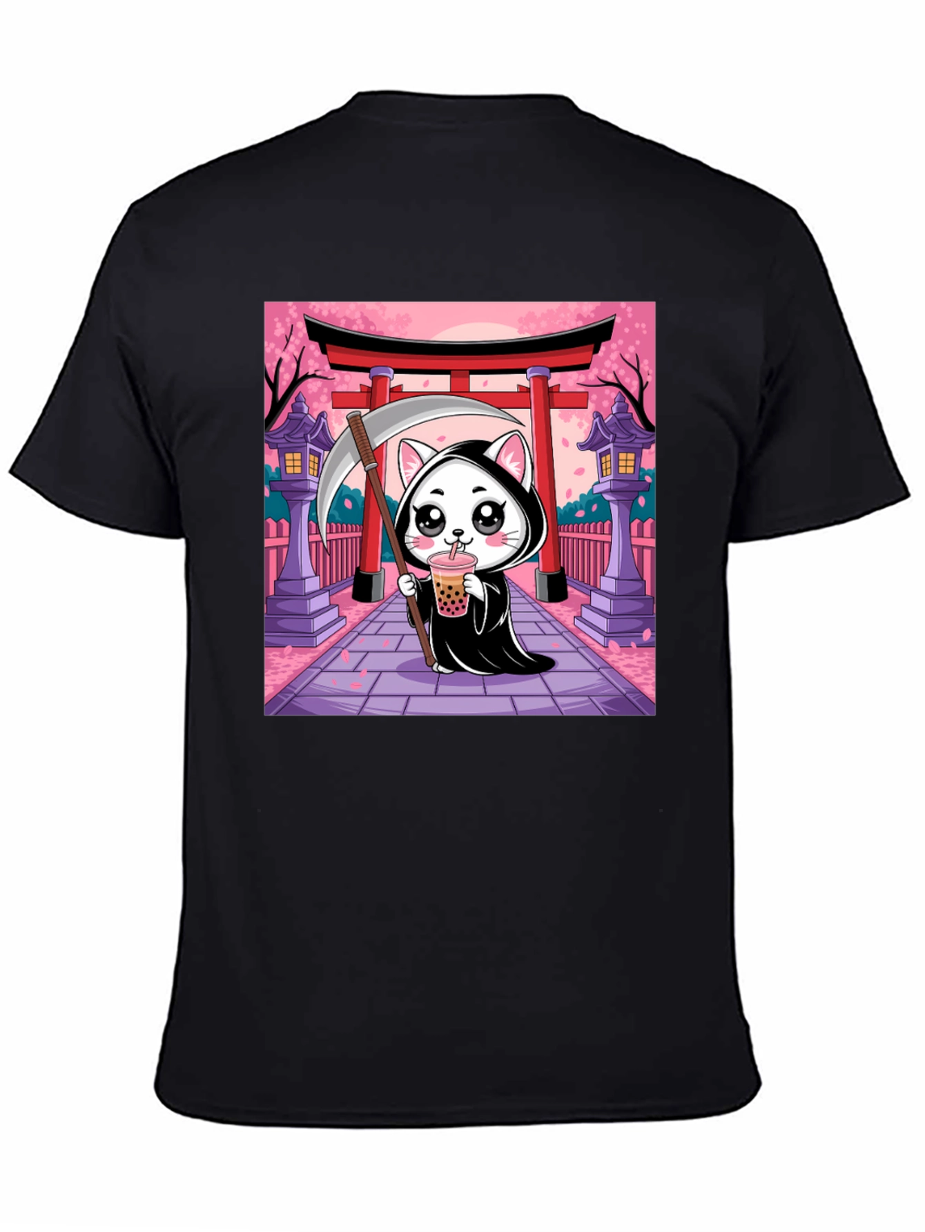 Kawaii Grim Reaper Cat T-Shirt