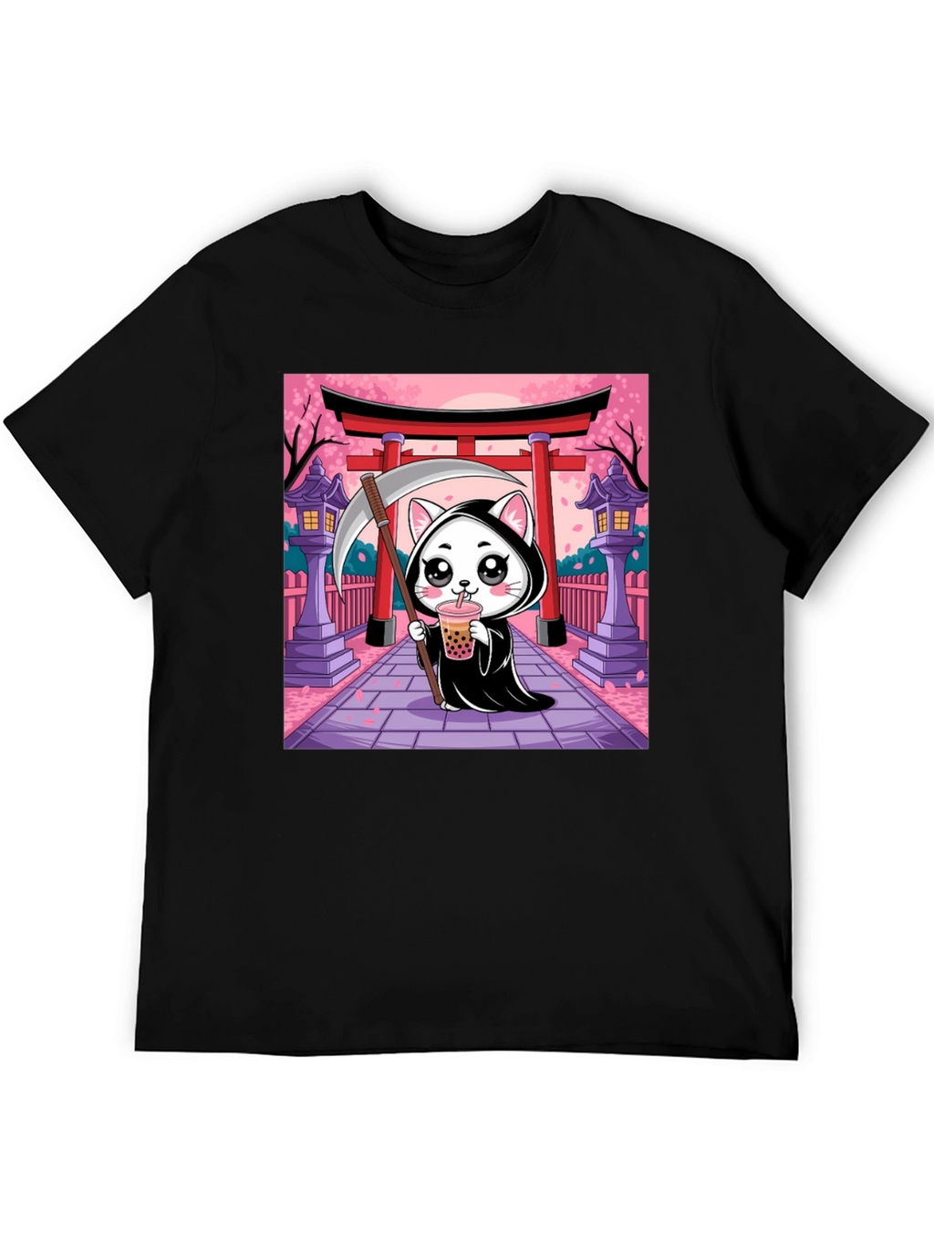 Kawaii Grim Reaper Cat T-Shirt