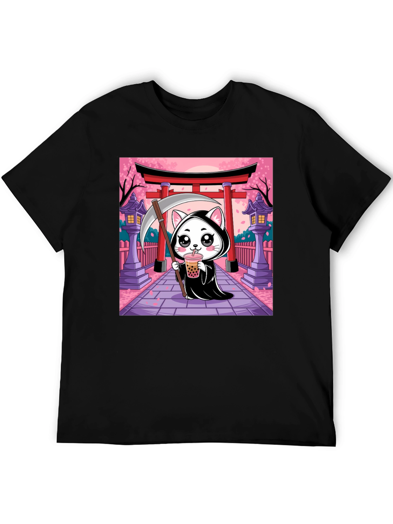 Kawaii Grim Reaper Cat T-Shirt