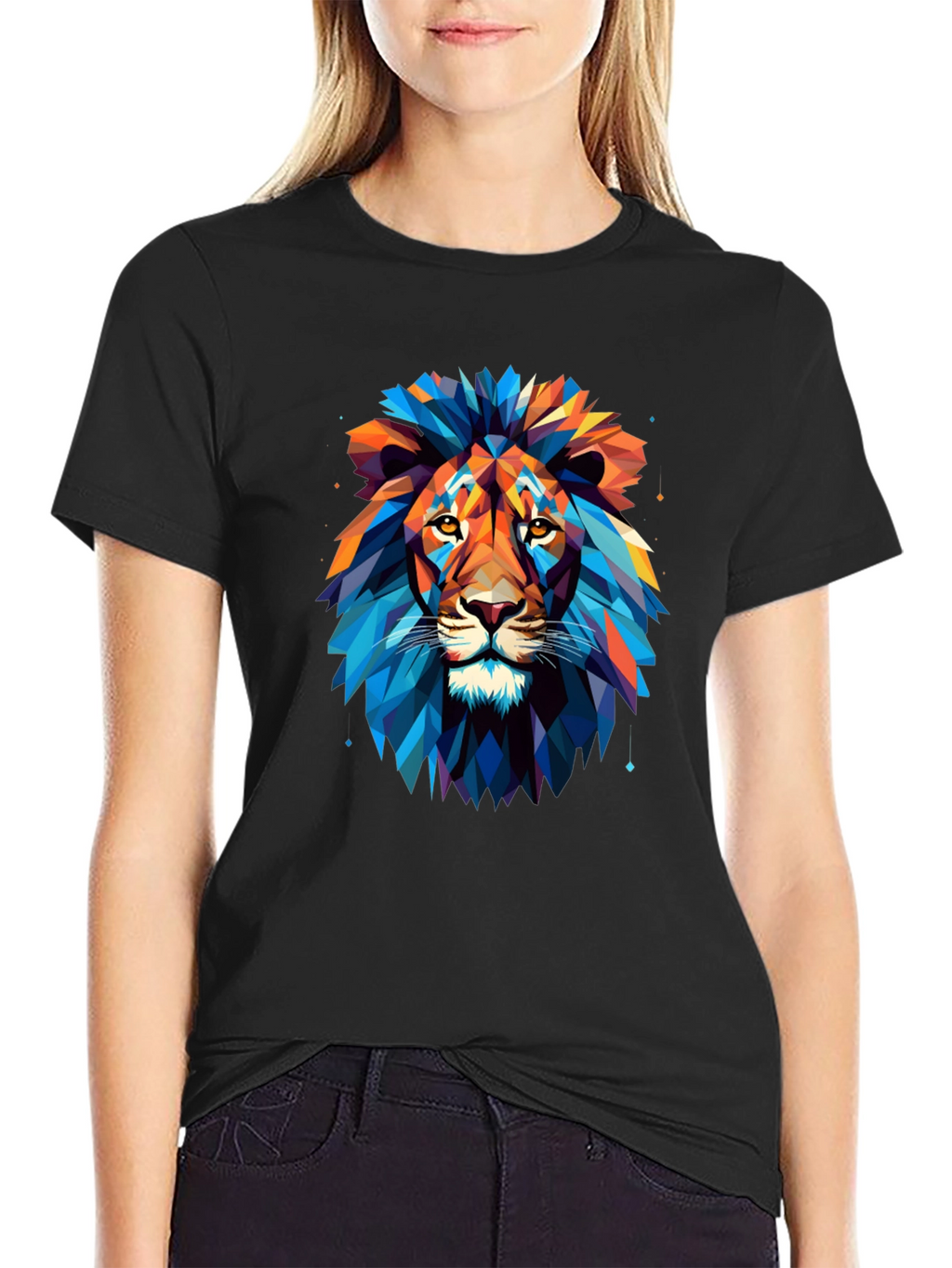 Geometric Lion Graphic T-Shirt - Bold Statement Tee