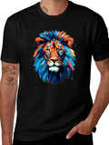 Geometric Lion Graphic T-Shirt - Bold Statement Tee