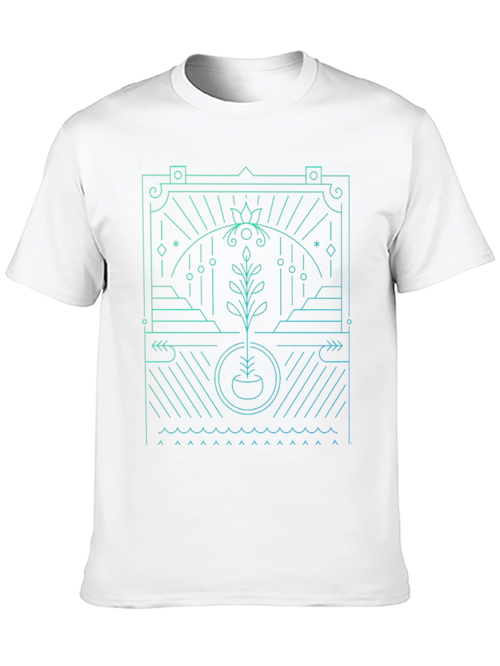 Abstract Plant Graphic Black T-Shirt