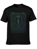 Abstract Plant Graphic Black T-Shirt