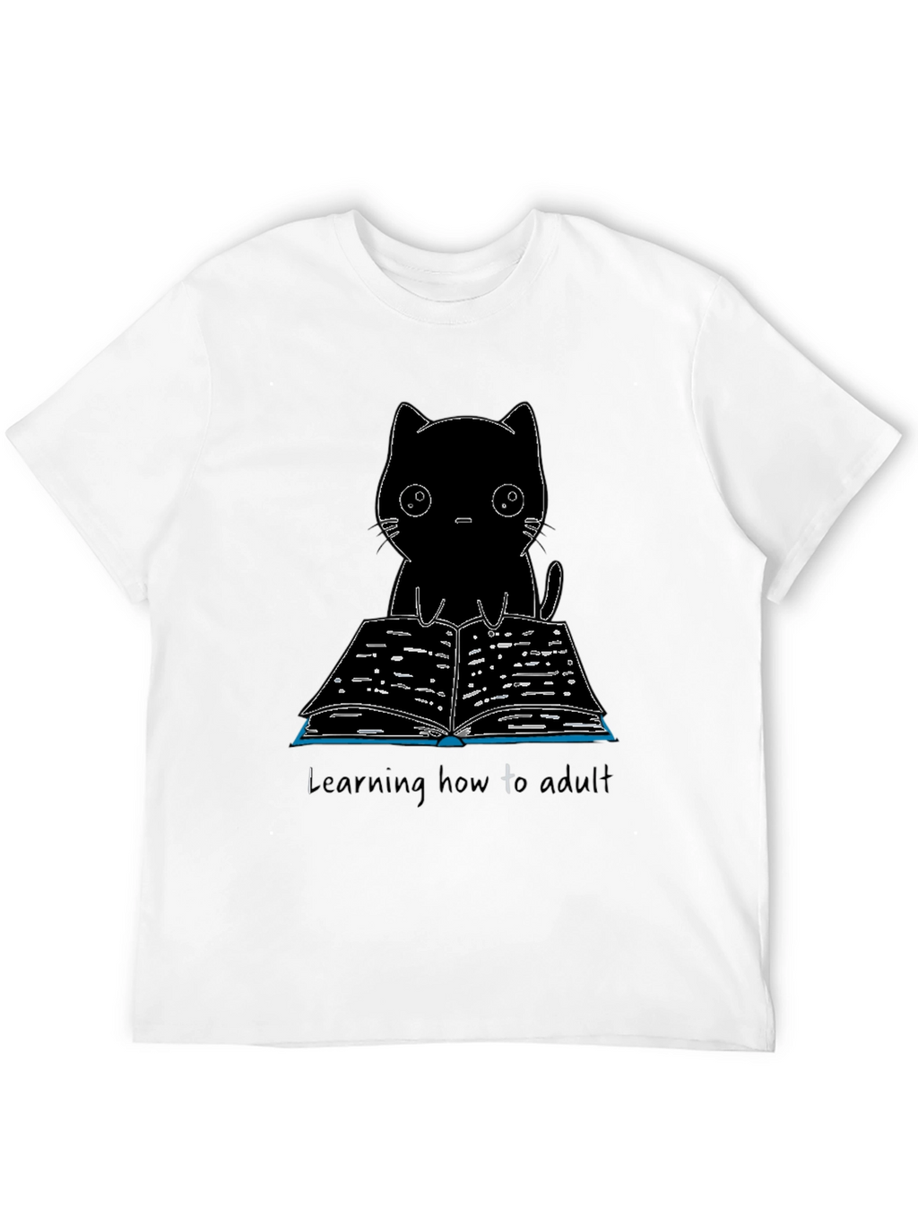Black Cat Reading T-Shirt - Learning to Adult Tee