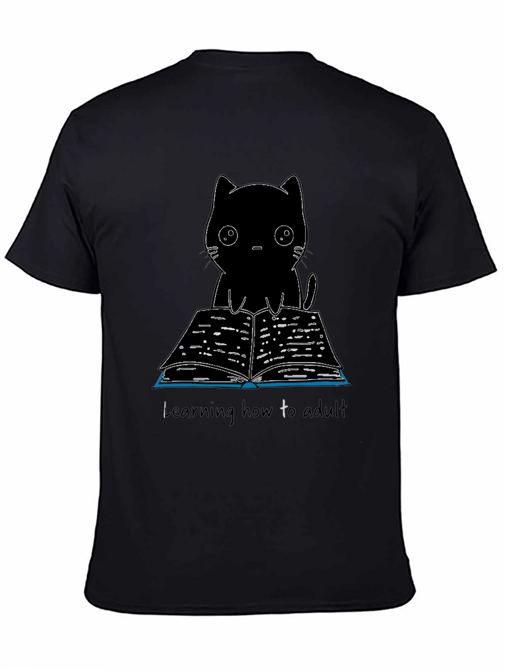 Black Cat Reading T-Shirt - Learning to Adult Tee