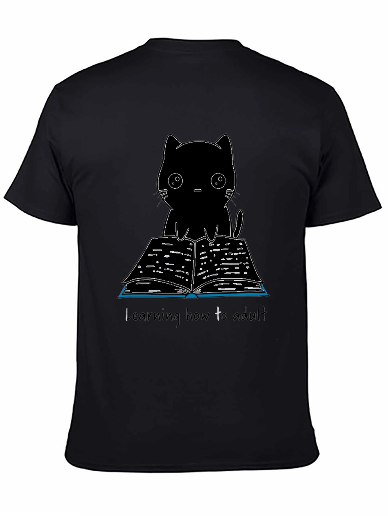 Black Cat Reading T-Shirt - Learning to Adult Tee