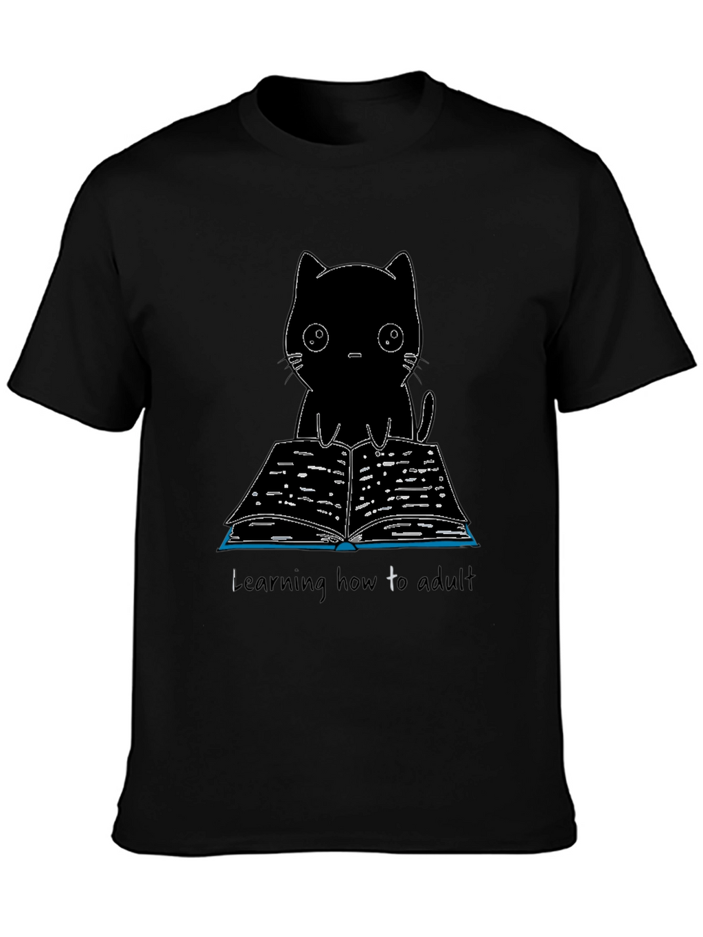 Black Cat Reading T-Shirt - Learning to Adult Tee