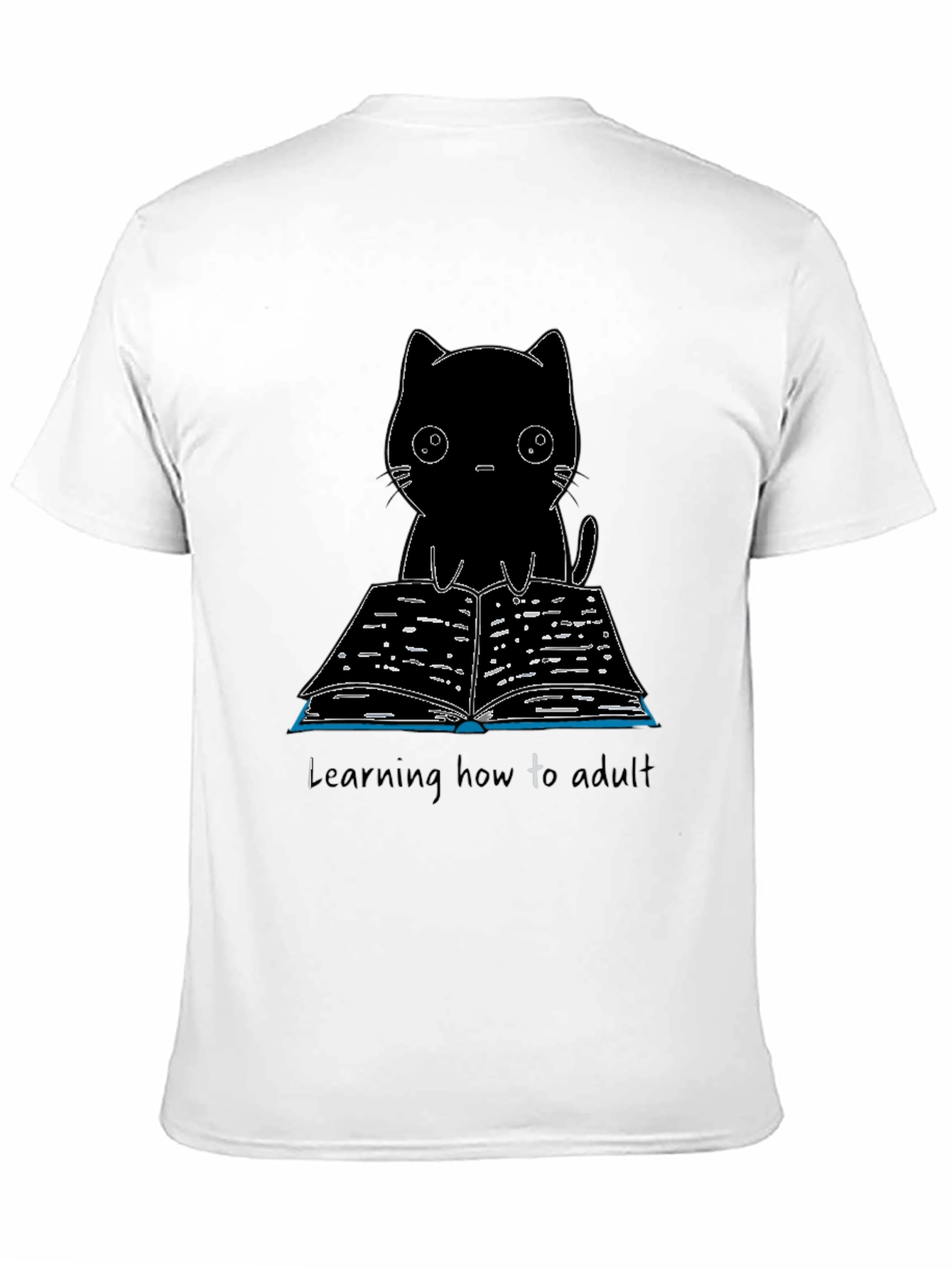 Black Cat Reading T-Shirt - Learning to Adult Tee