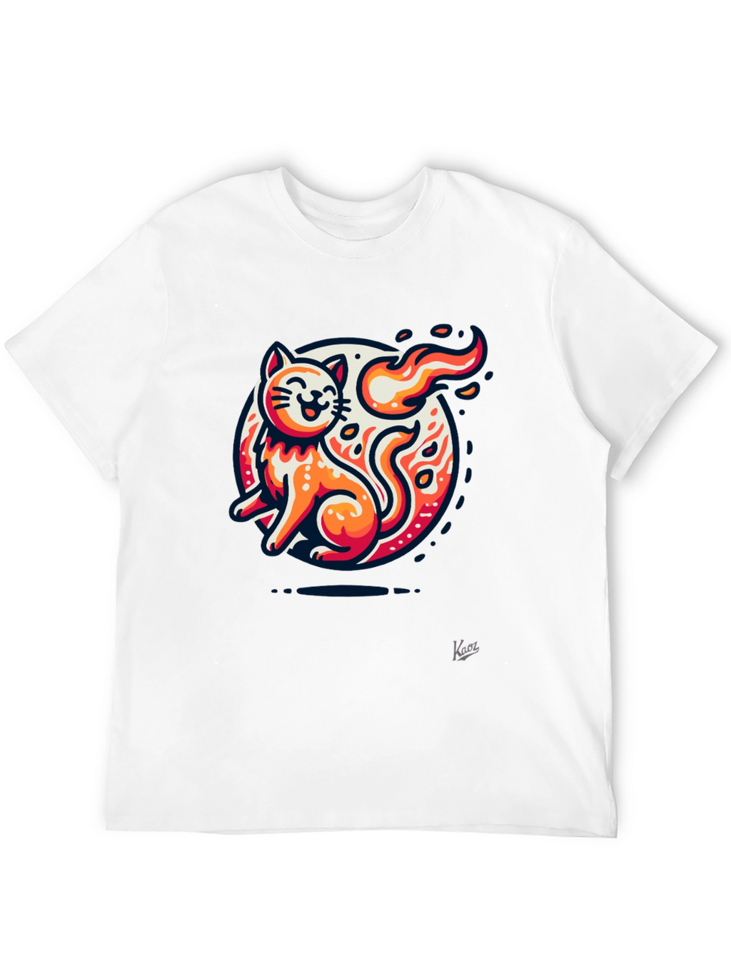 Fiery Cat Graphic Tee - Black