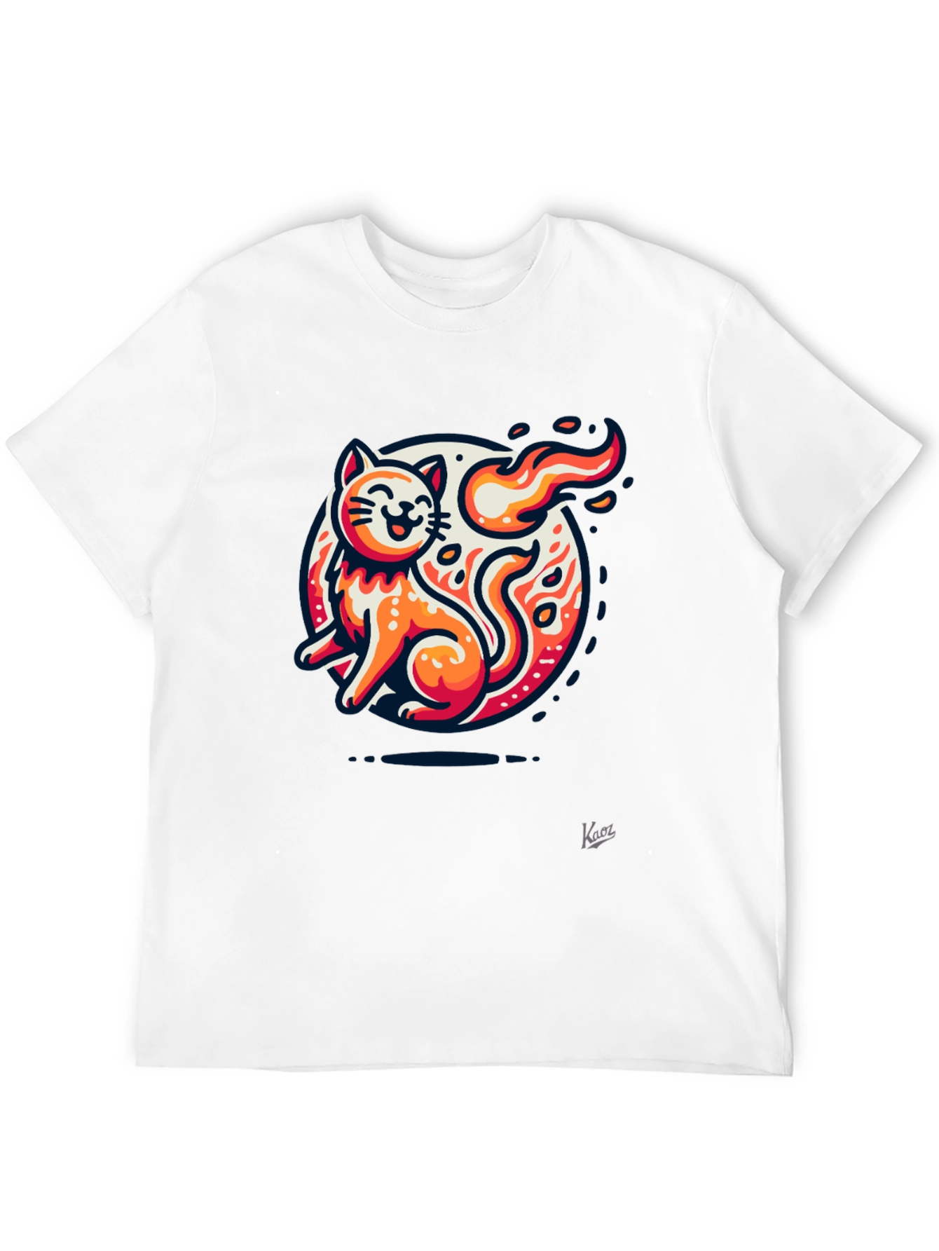 Fiery Cat Graphic Tee - Black